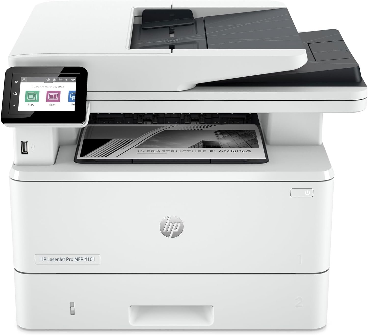 HP LaserJet Pro MFP 4101fdn Printer, Print, scan, copy, fax, Fast speeds, Easy setup, Mobile printing, Advanced security, Best for small teams, Ethernet/USB only