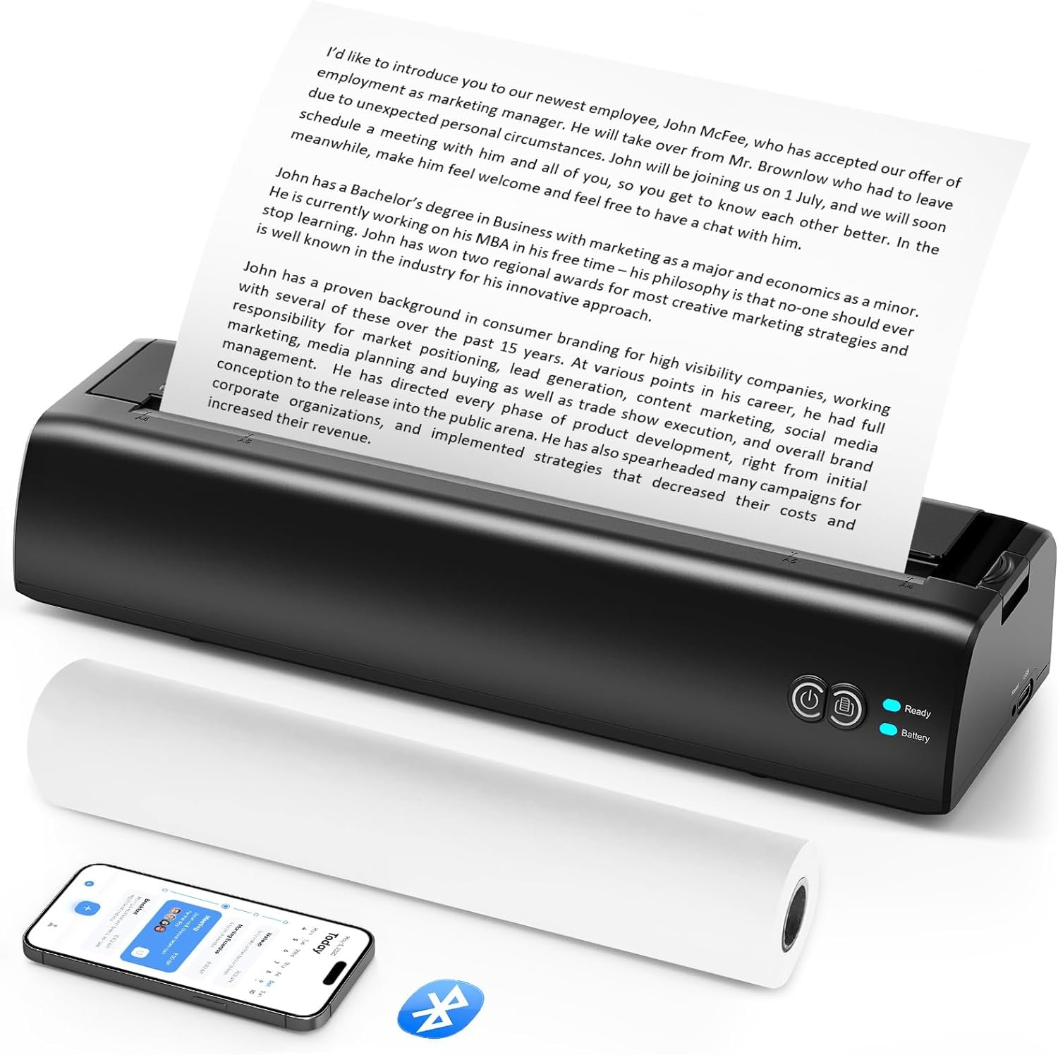 Portable Printer Wireless for Travel, Adapts to Thermal US Letter 8.5" X 11" & Legal Size, Inkless Thermal Printer for Phone & Laptop,Supports iOS, Android, Window