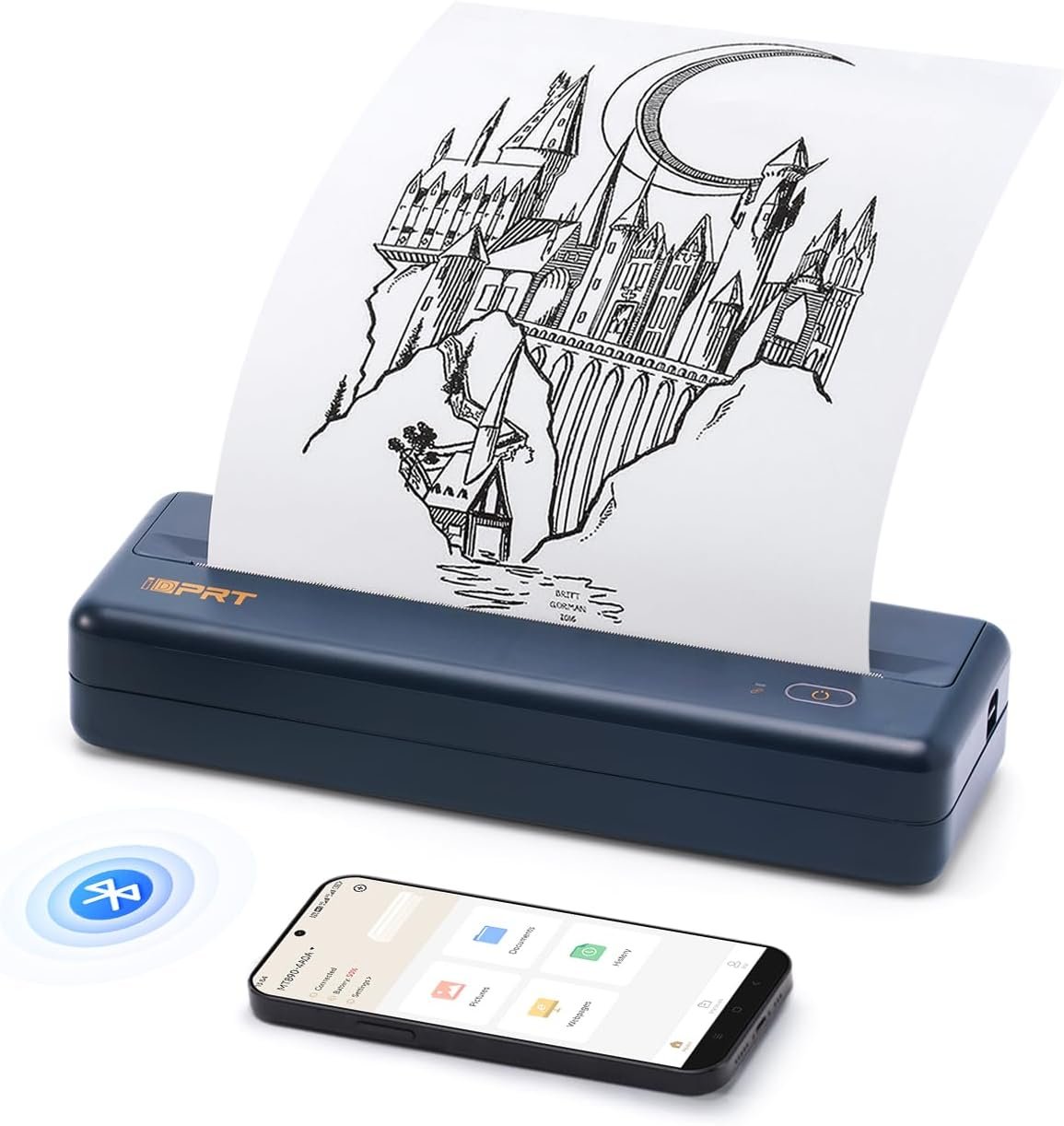 iDPRT MT890 Portable Wireless Printer - with Thermal A4 Paper, Bluetooth Inkless Printer for Travel/Home, Support US Letter&A4&A5 Size, Mobile Printer Compatible with iOS, Android & Laptop - Blue