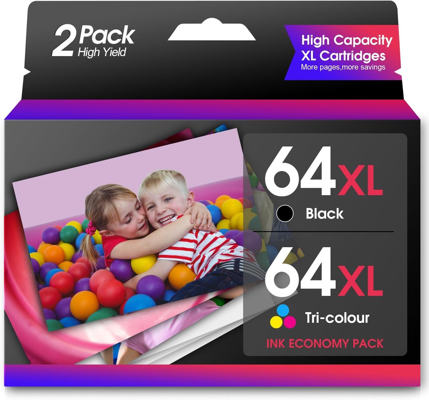 ESTON 64XL Ink Cartridges Combo Pack Remanufactured Replacements for HP 64 64XL for HP Envy Photo 7855 7155 7158 6252 6255 6258 7164 (1Black,1Color)