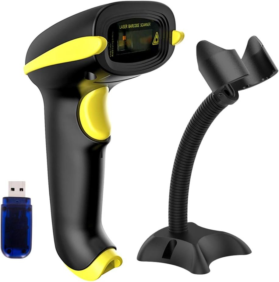 NADAMOO Wireless Barcode Scanner Compatible with Bluetooth, USB 1D Bar Code Reader for Inventory Management, Work with Windows/Mac OS/Linux Computer, Made for iPhone, iPad, and Android