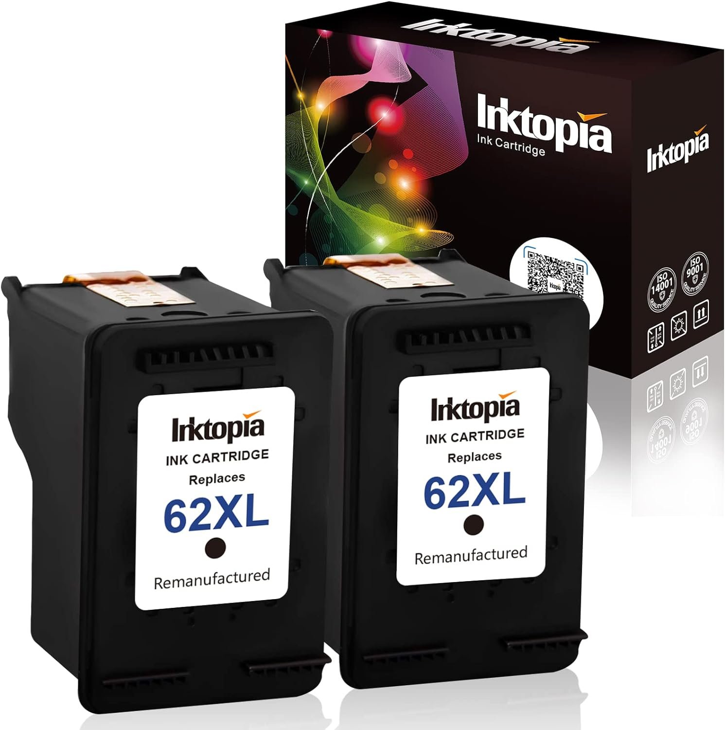 Inktopia Remanufactured Replacement for HP 62XL 62 XL Ink Cartridge (C2P05AN) for HP Envy 7640 5660 5540 5640 7645 5549 OfficeJet 5745 5740 5741 5742 5743 5744 OfficeJet 200 250 Mobile Printer