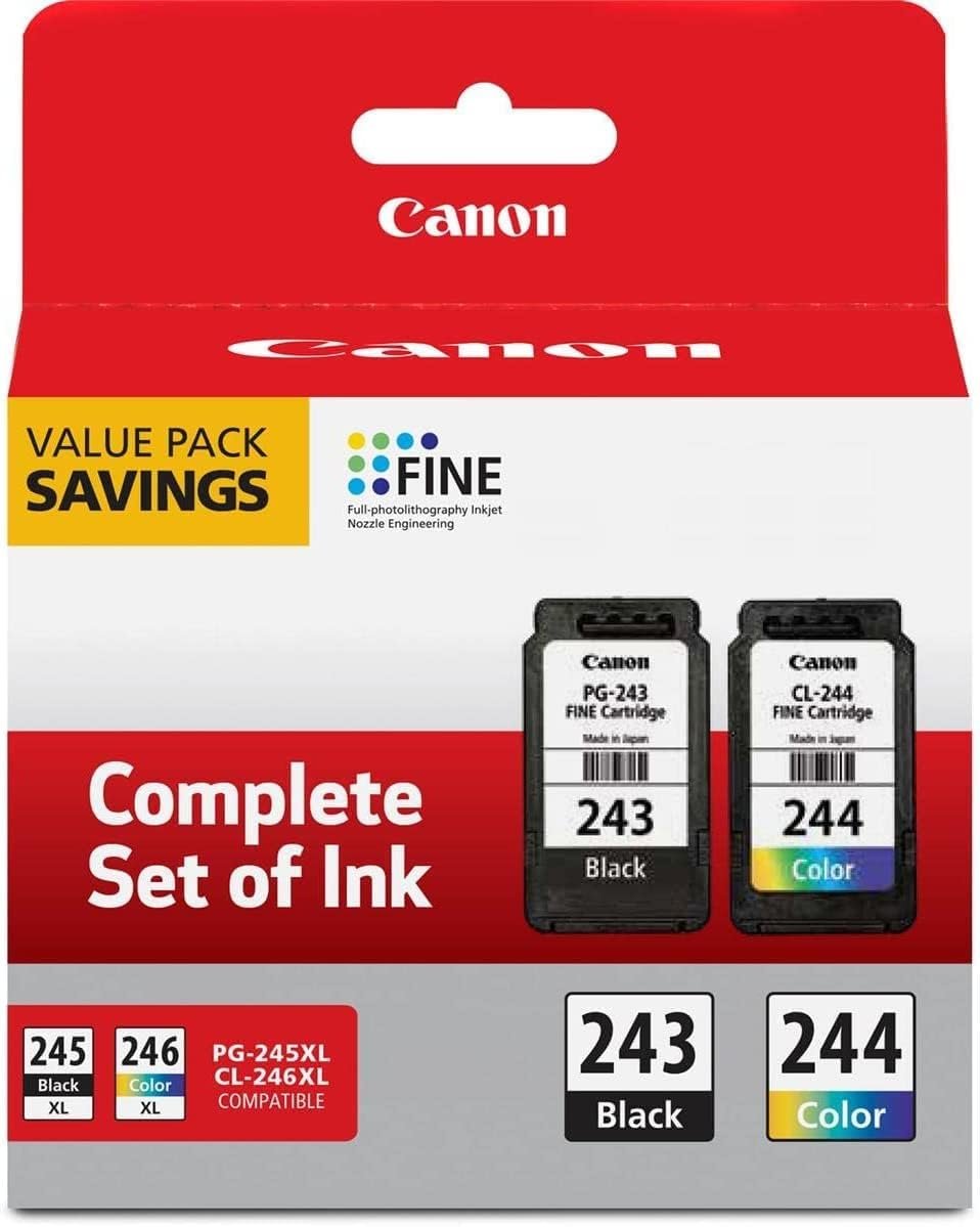 Canon 2 Pack Ink Package with PG-243 Black, CL-244 Color Ink Cartridge, 245