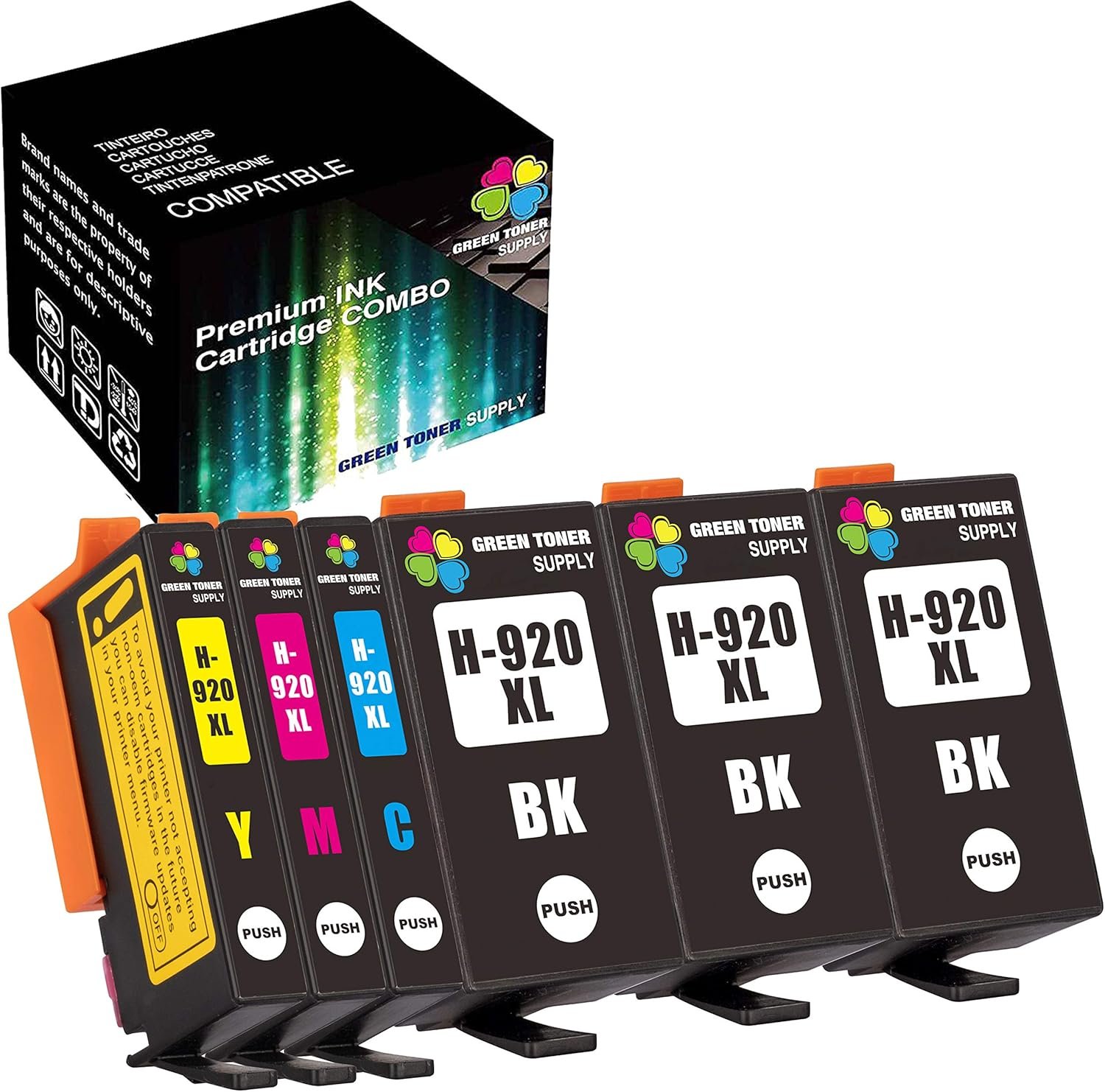 6-Pack Compatible 920XL Ink Cartridge 920 (3xB+CYM) 920XL 920 Ink Cartridge Work in HP OFFICEJET 6000 6500A 6500 7500 Printers