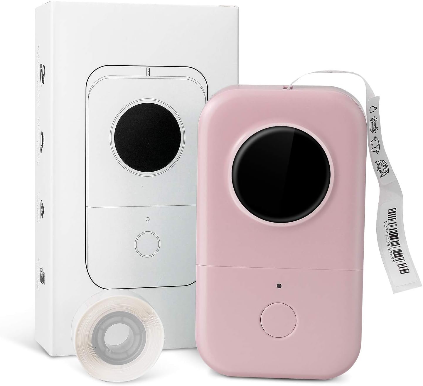 Memoqueen D30 Mini Label Printer - Portable thermal Bluetooth Label Maker Machine with Tape,Small Sticker Printer labeler Compatible with Phomemo D30 iOS&Android,for home office organization,Pink