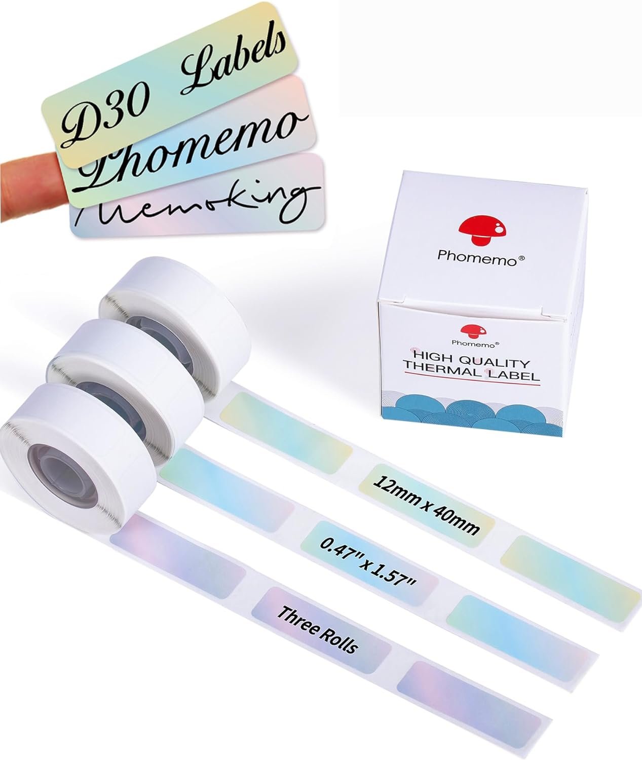 D30 Color Thermal Labels - Self-adhesive D30 Label Maker Tape 12mm x 40mm (0.47in x 1.57in) Compatible with Memoking/Phomemo D30 Label maker, Perfect for Kitchen, Office, Home, School,Mermaid