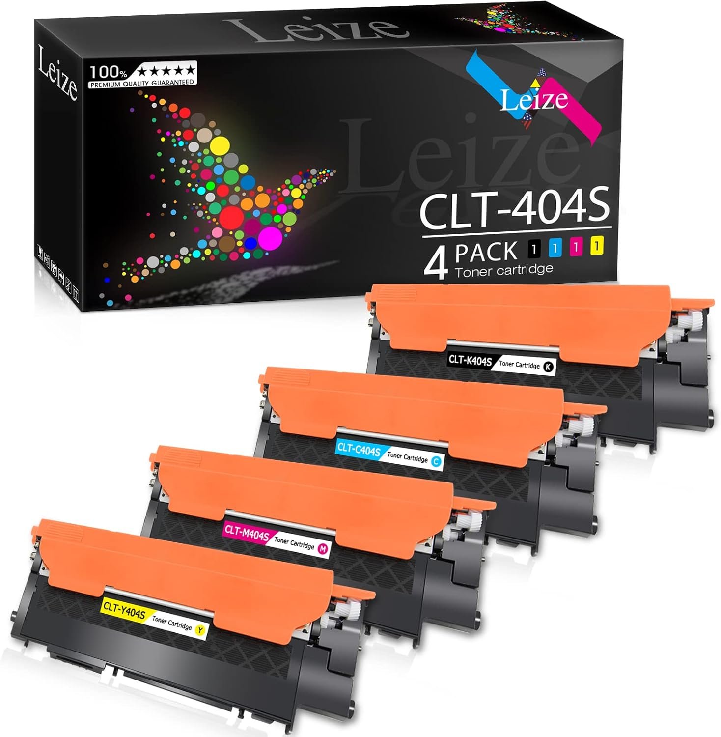 Leize Compatible Toner Cartridge Replacement for Samsung 404S CLT-404S to use for Xpress C480FW C430W SL-C430W SL-C480FW SL-C480FN Printer CLT-K404S CLT-C404S CLT-M404S CLT-Y404S [KCMY-4 Packs]