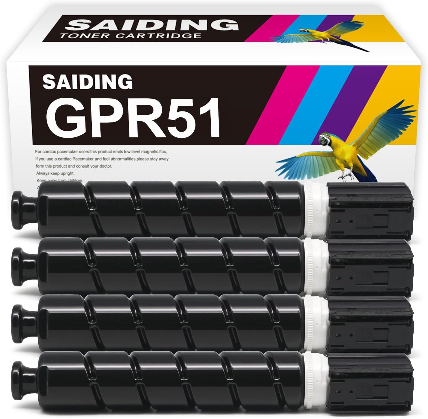 SAIDING Remanufactured GPR-51 8516B003 8517B003 8518B003 8519B003 Toner Cartridge Replacement for Canon C250if C255if C350if C350p C355if Printer(GPR-51K GPR-51C GPR-51Y GPR-51M)