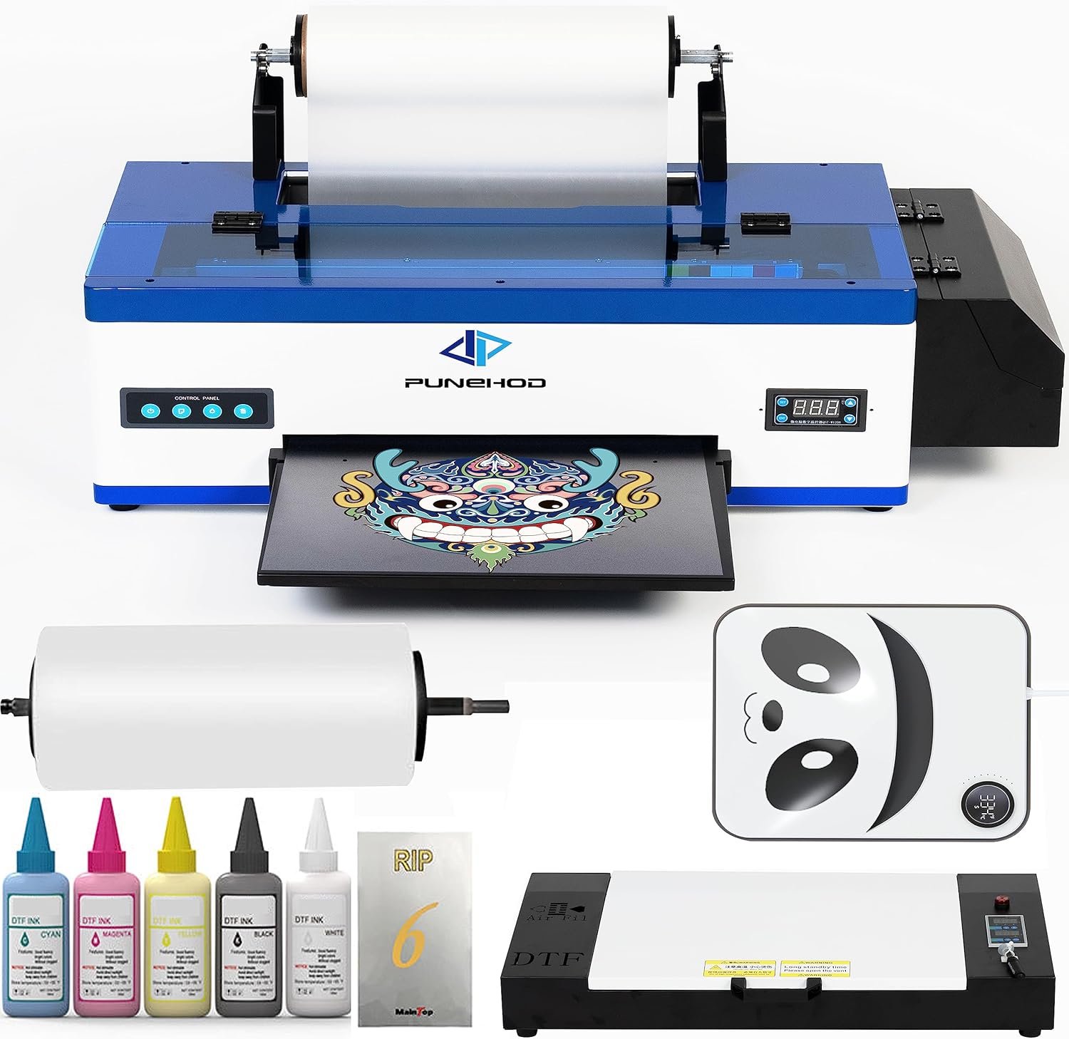 PUNEHOD A3 DTF Transfer Printer with Roll Feeder, Direct to Film Print-preheating Printer,L1800 DTF Printer for Dark and Light Clothing VS DTG Printer (A3 DTF Printer+Oven)