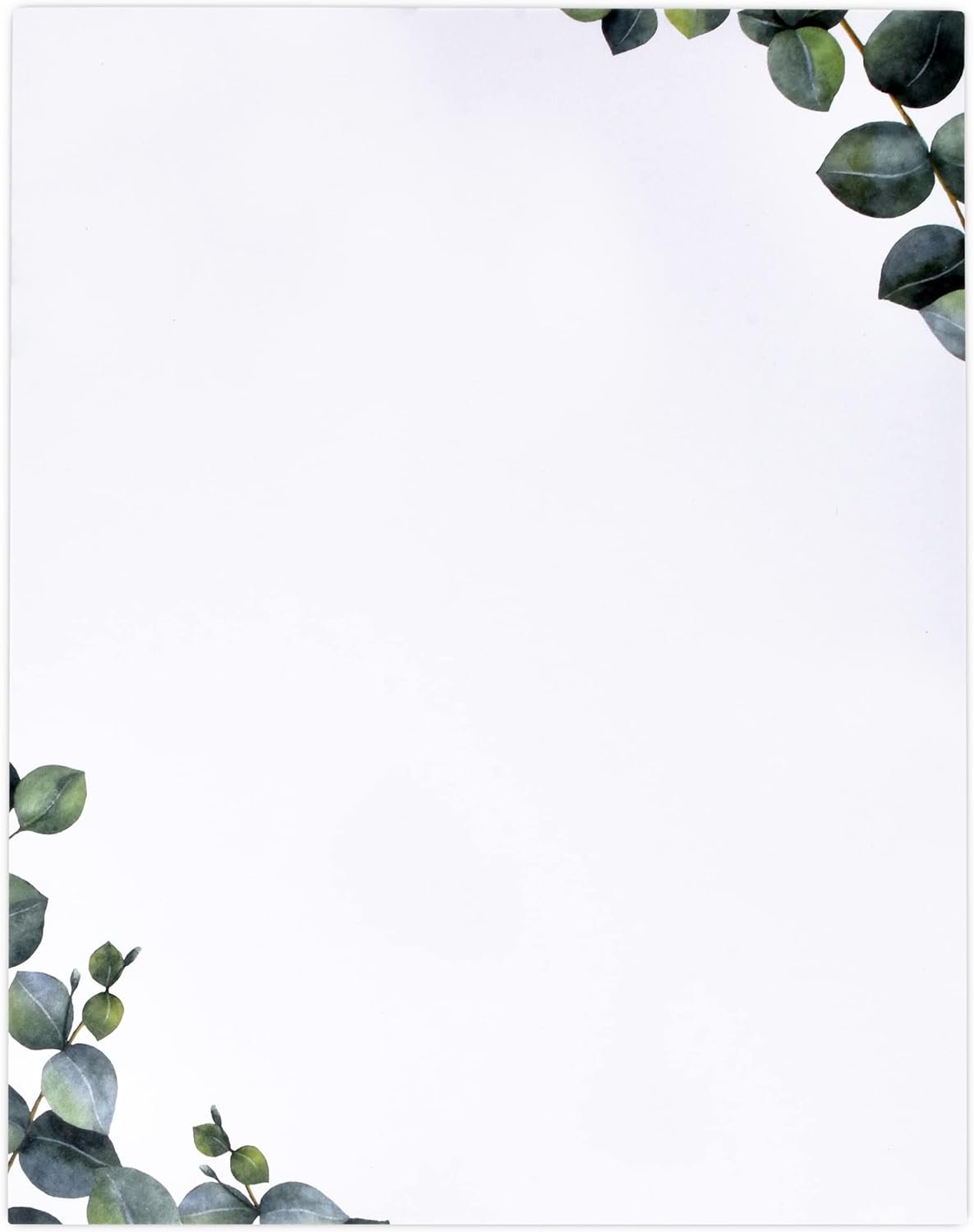 Eucalyptus Greenery Stationery Paper Letterhead Sheets 100 Pack Floral Green Leaves Design 8.5" x 11" Double Sided For Writing Letters Wedding Invitations Crafts Computer Office Note Printing Supplies