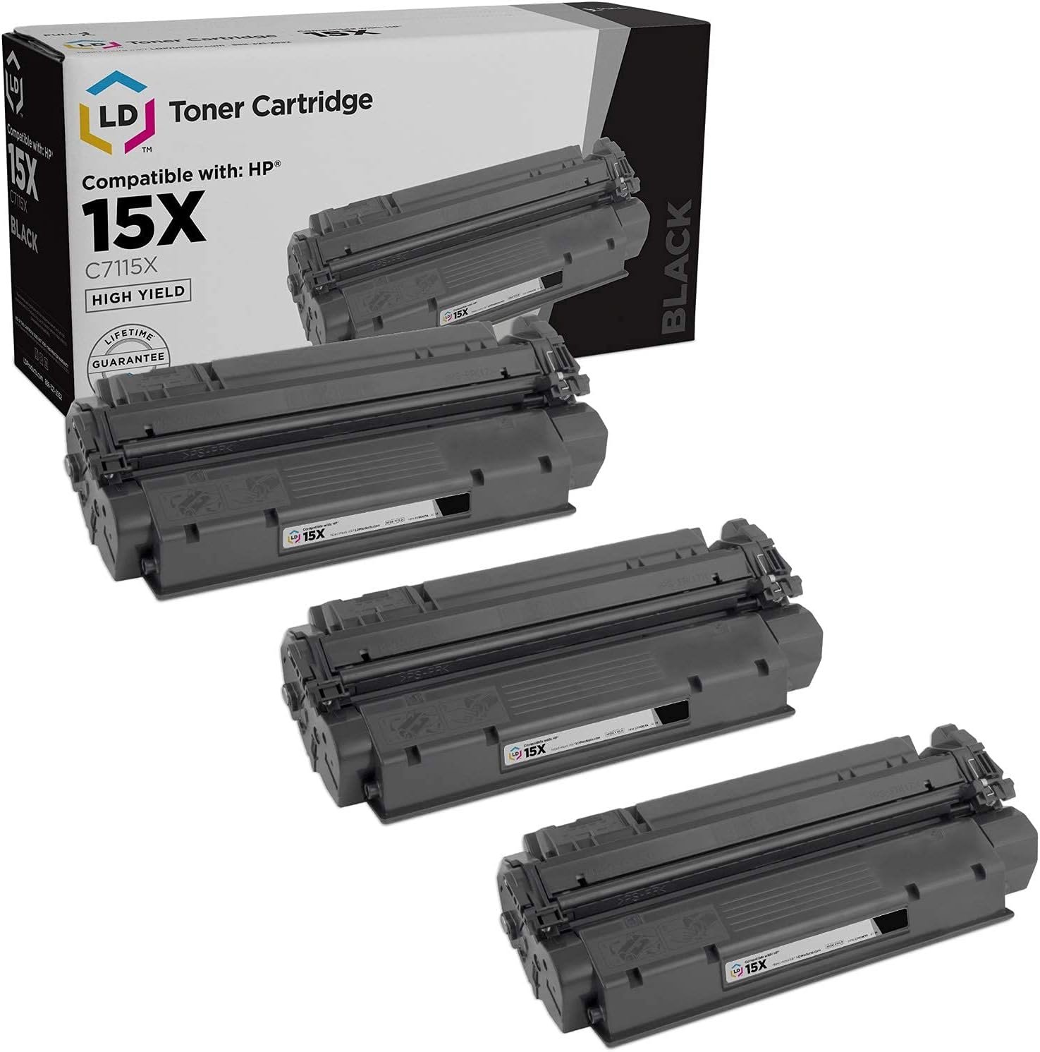 LD Products Compatible Toner Cartridge Replacements for HP 15X C7115X High Yield (Black, 3-Pack) for use in LaserJet 1200, 1220, 3300, 3310, 3320, 3330, 3380