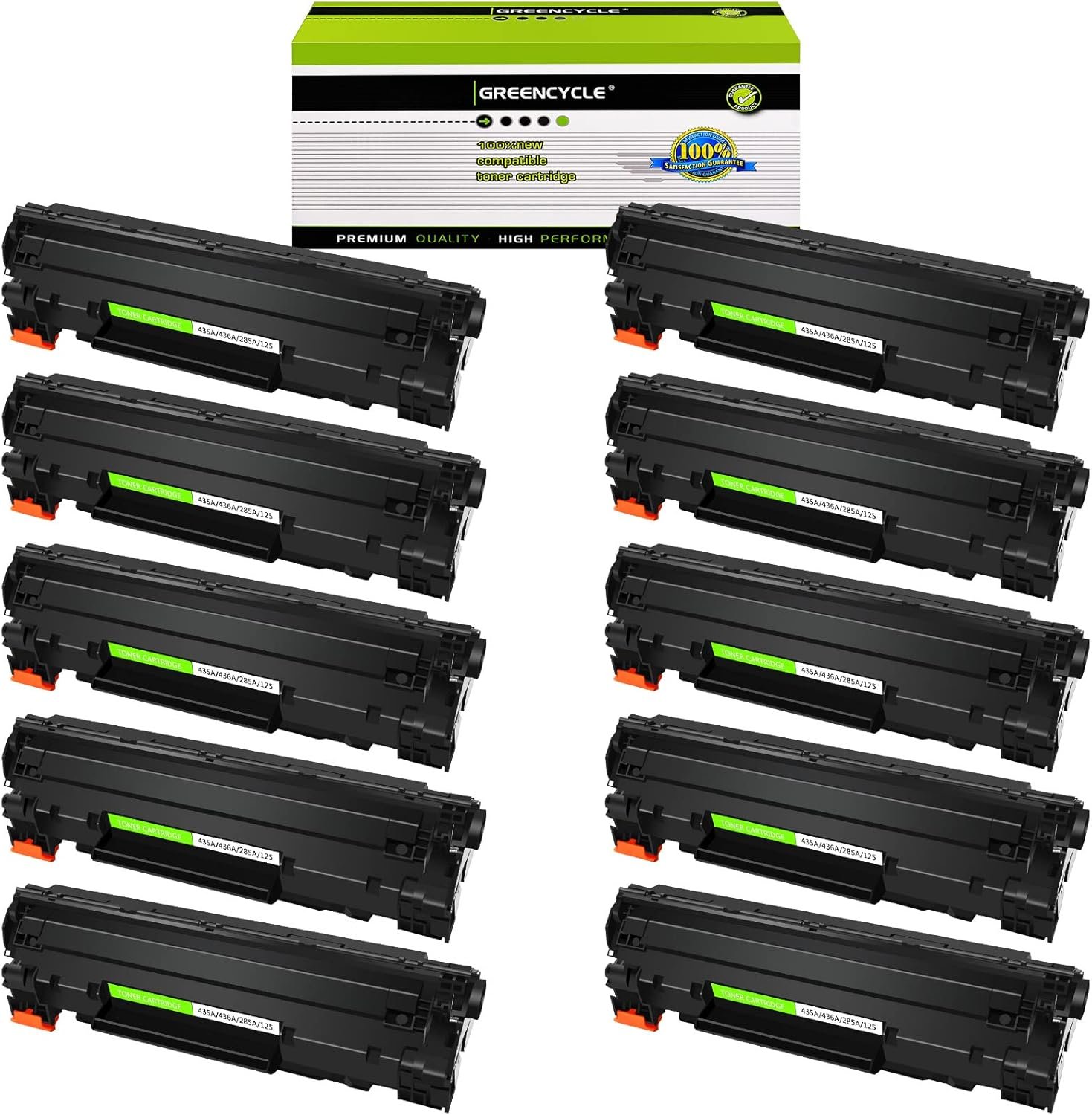 greencycle Compatible Toner Cartridge Replacement for HP 35A CB435A work with Laser Jet P1005 P1006 P1009 P1102 P1102w Printer (Black, 10-Pack)