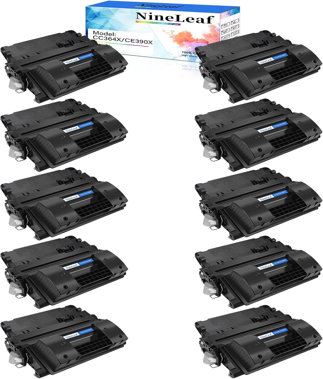 NineLeaf Compatible Toner Cartridge Replacement for HP 64X CC364X Work on P4015n P4015tn P4015x P4515n P4515tn P4515x P4515fn Printer (10 Pack Black)