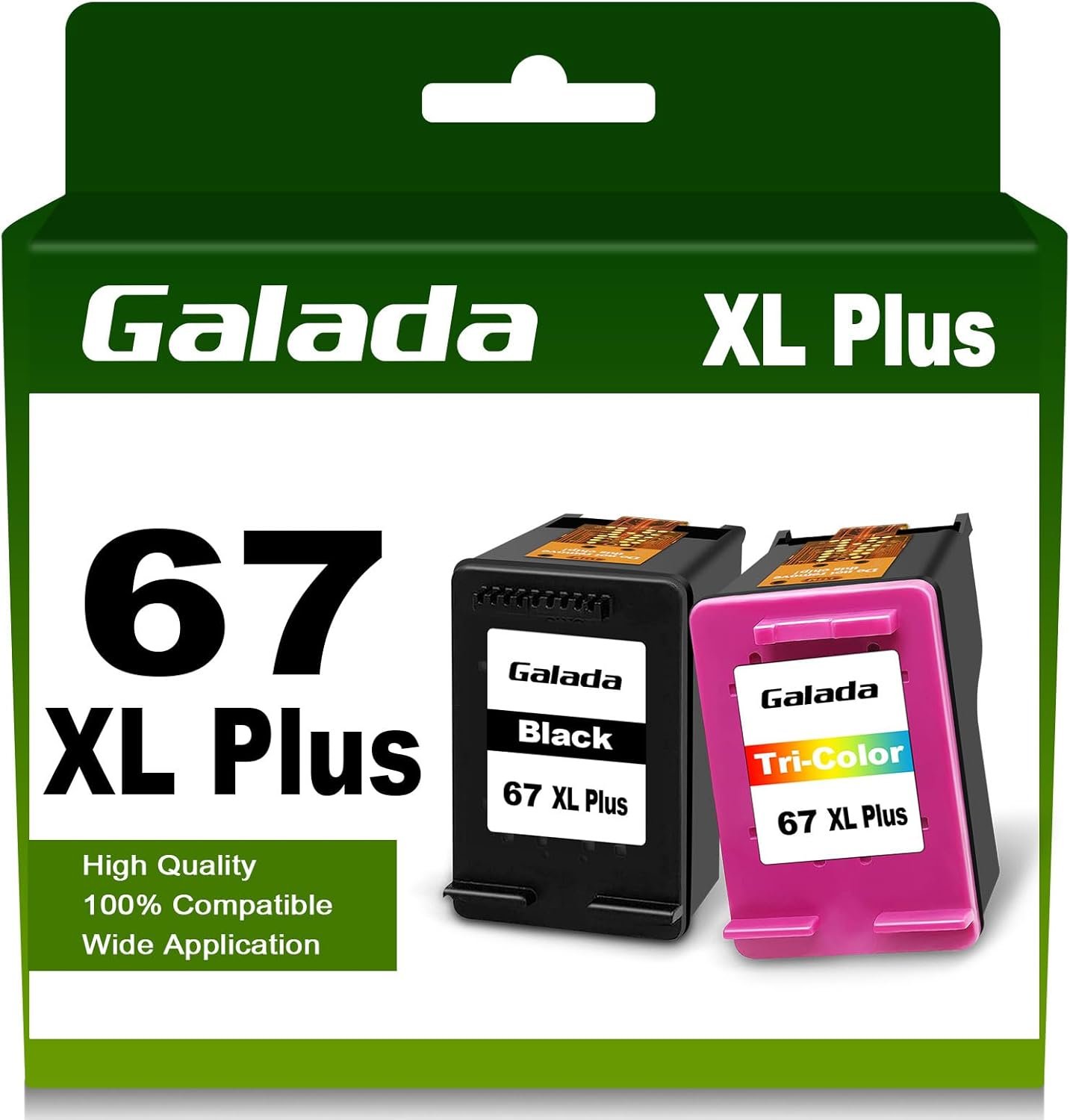 GALADA Remanufactured Ink Cartridges Replacement for HP 67 XL 67XL XXL High Yield for Deskjet 2755 Deskjet Plus 4155 Envy 6055 Envy Pro 6458 Printer (1 Black, 1 Tri-Color)