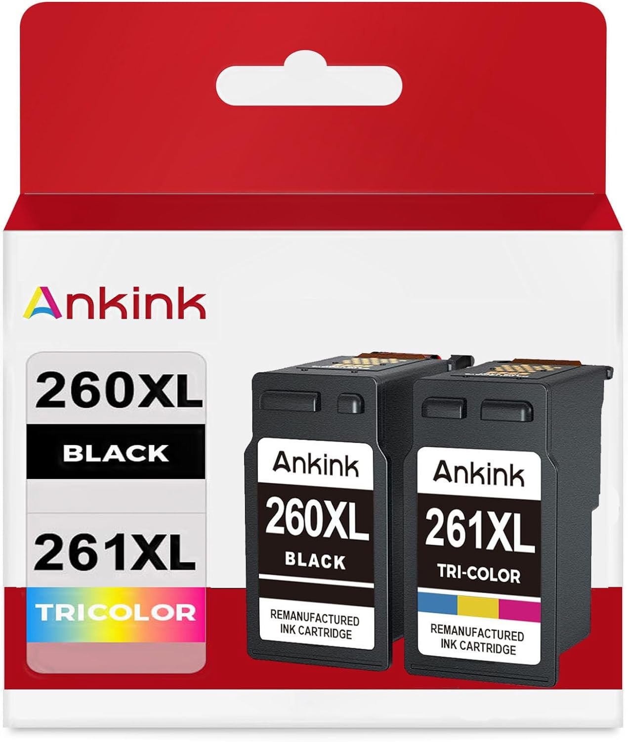 Ankink Compatible Ink Cartridge Replacement for Canon 260 261 260XL 261XL PG-260 CL-261 XL Cartridges for TR7020 TR7020a TR7022 TS6420 TS6400 TS5300 TS5320 TS6420a (Black and Tricolor,2-Pack)