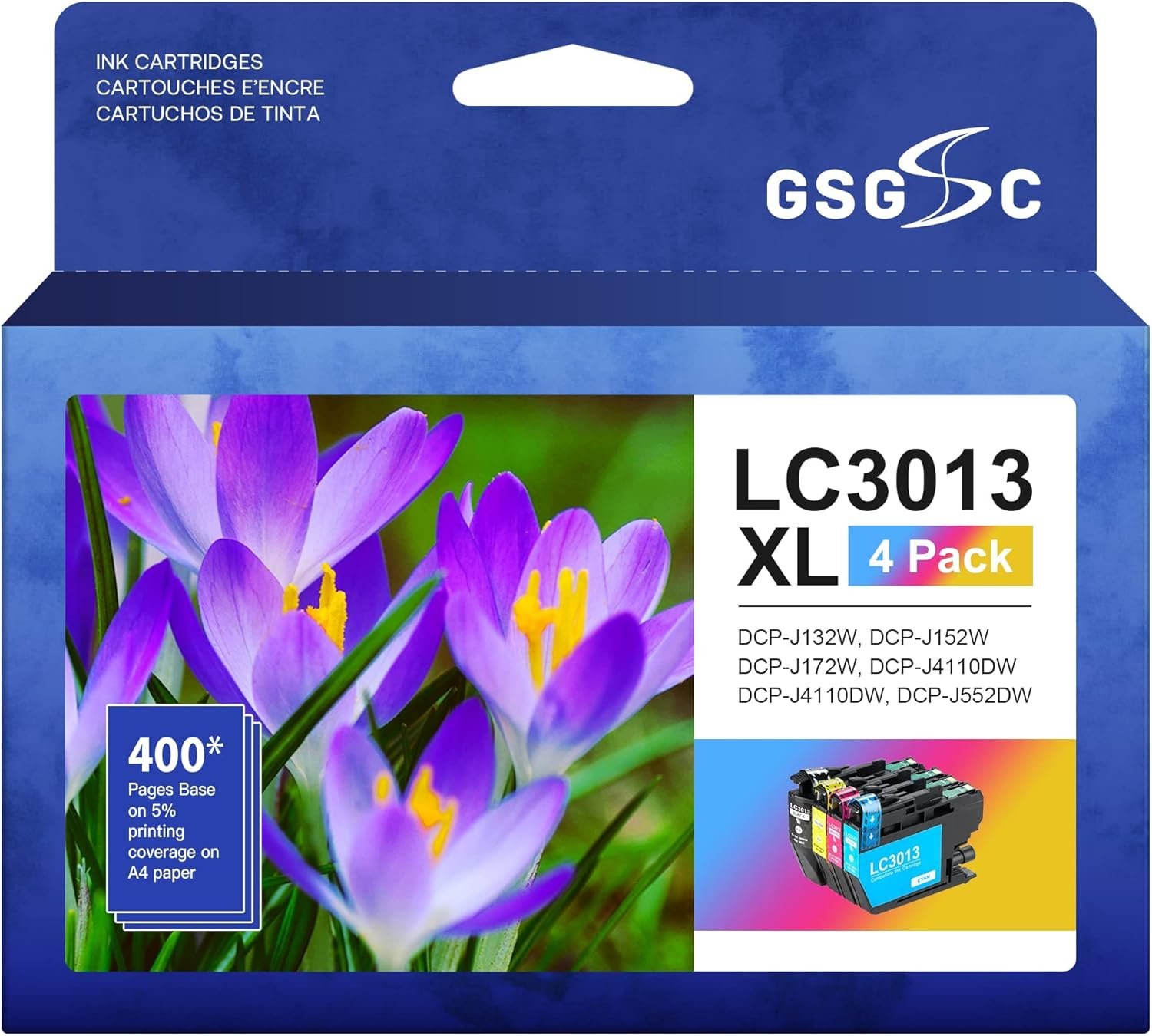 GSGSC LC3013 High Yield Compatible Ink Cartridge Replacement for Brother LC3013 Ink Cartridges, Use for MFC-J491DW MFC-J497DW MFC-J690DW MFC-J895DW Printer, (Black, Cyan, Magenta, Yellow)