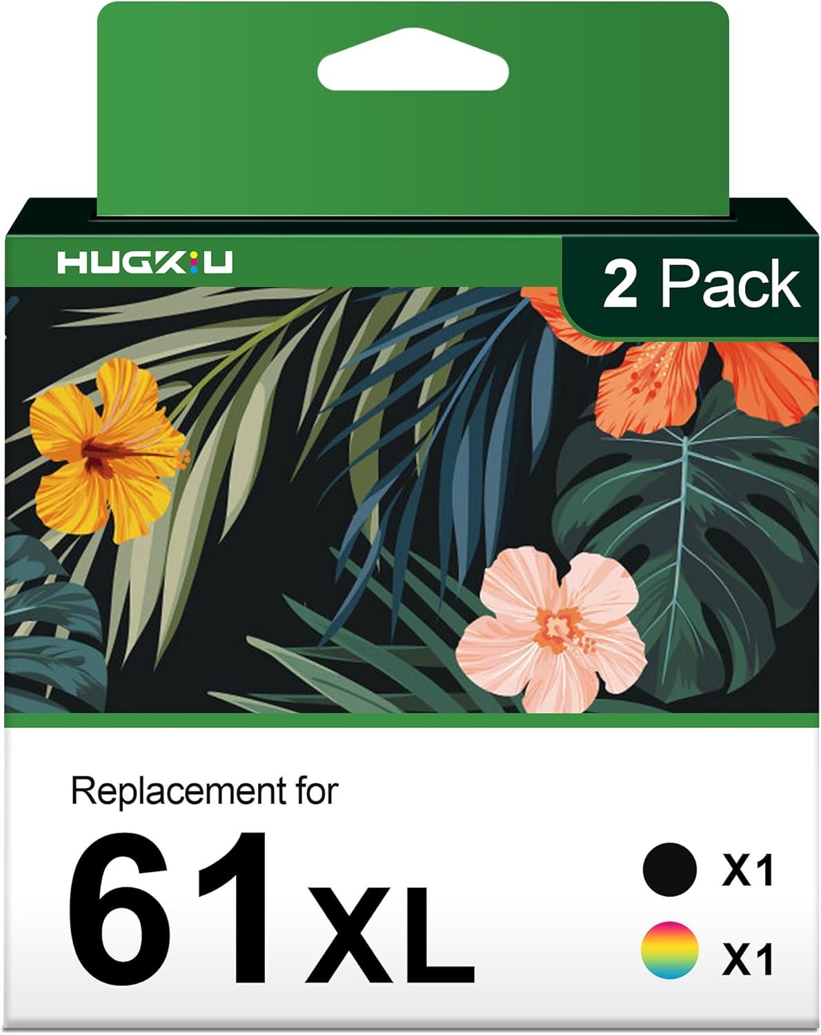 61XL Ink Cartridge Combo Pack High Yield Replacement for HP Ink 61 61XL Ink Works with HP Deskjet 1000 1010 2540 3510 3000 Officejet 4630 4635 Envy 4500 5530 5534 4502 Printer (1 Black, 1 Tri-Color)