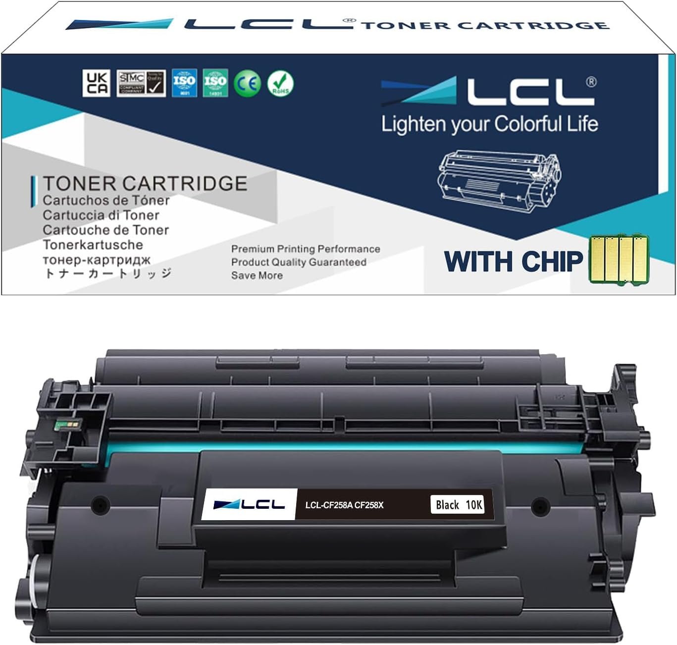 LCL Compatible Toner Cartridge with Chip Replacement for HP 58A 58X CF258A CF258X Laserjet Pro M304 M304a M404d M404n M404dn M404dw MFP M428fdw M428fdn M428dw (1-Pack Black)