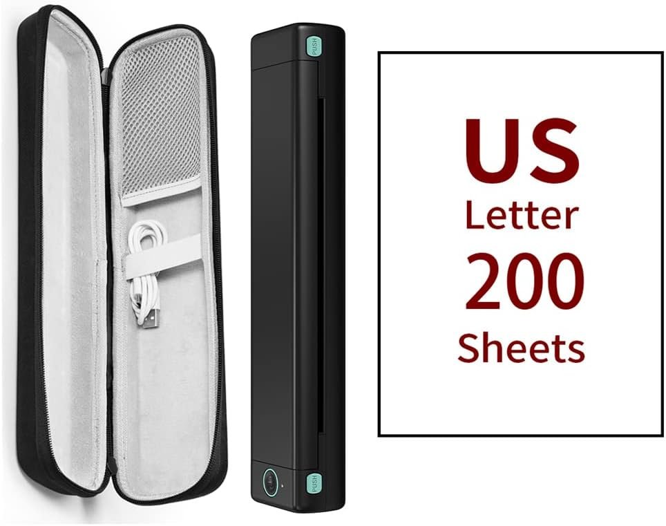 Phomemo Portable Printer - Portable Printer Wireless for Travel Compatible with iOS and Android & Laptop, Mini Bluetooth Mobile Printer, Thermal Printer with 1 Case & 200 Sheets Thermal Papers