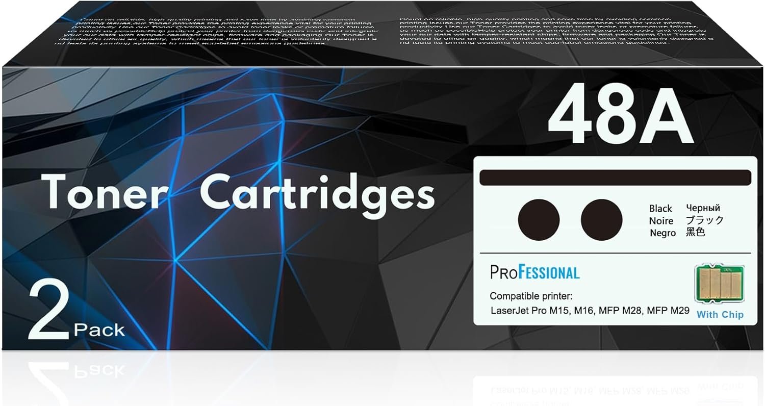 48A Toner Cartridge Black 2 Pack, CF248AD 48A CF48A Compatible Toner Cartridge Replacement for HP48A Toner Black Cartridge CF248A use with Laser Pro M15a, M15w; MFP M28a, M29w; MFP M30w, M31w Printer