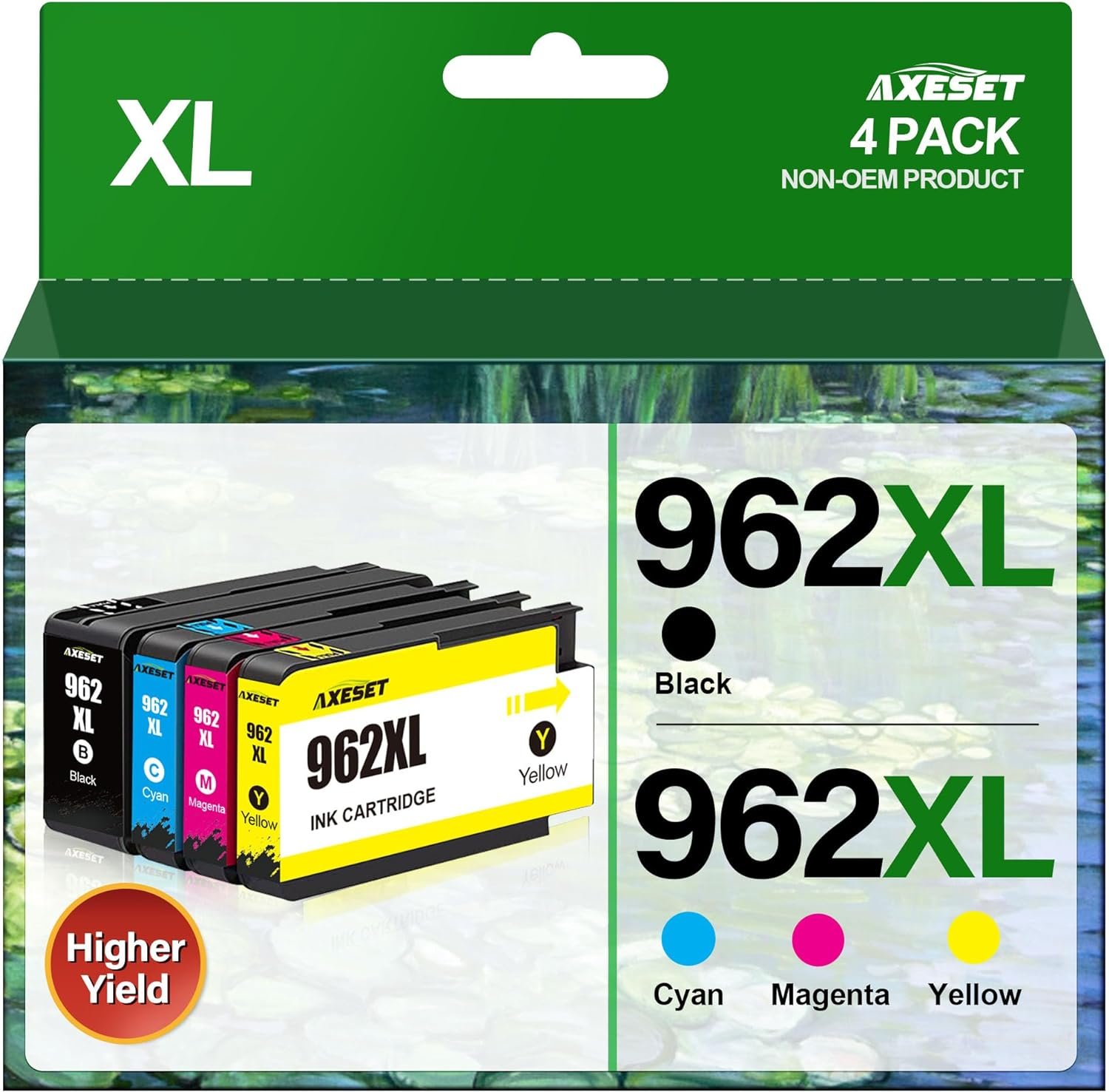 962XL Ink Cartridges Combo Pack Compatible for HP 962 XL HP962XL 962XL Black and Color Combo Pack Replacement for HP Officejet Pro 9010 9020 Series, 9015 9016 9018 9020 9025 Printers (4 Pack)