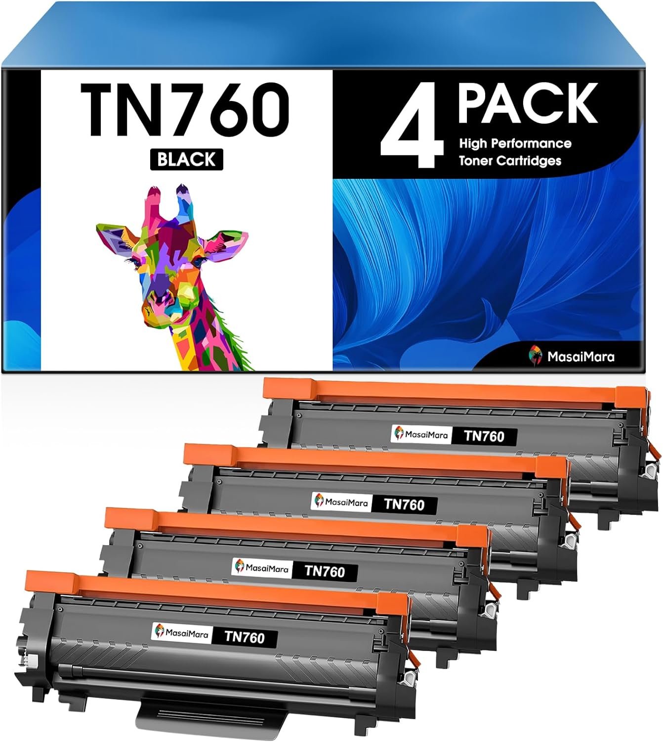 TN760 TN730 High Yield Toner Cartridge for Brother TN-760 730 for HL-L2350DW L2395DW L2390DW HL-L2370DW MFC-L2750DW MFC-L2710DW MFC-L2730DW DCP-L2550DW Laser Printer (4 Pack,Black)