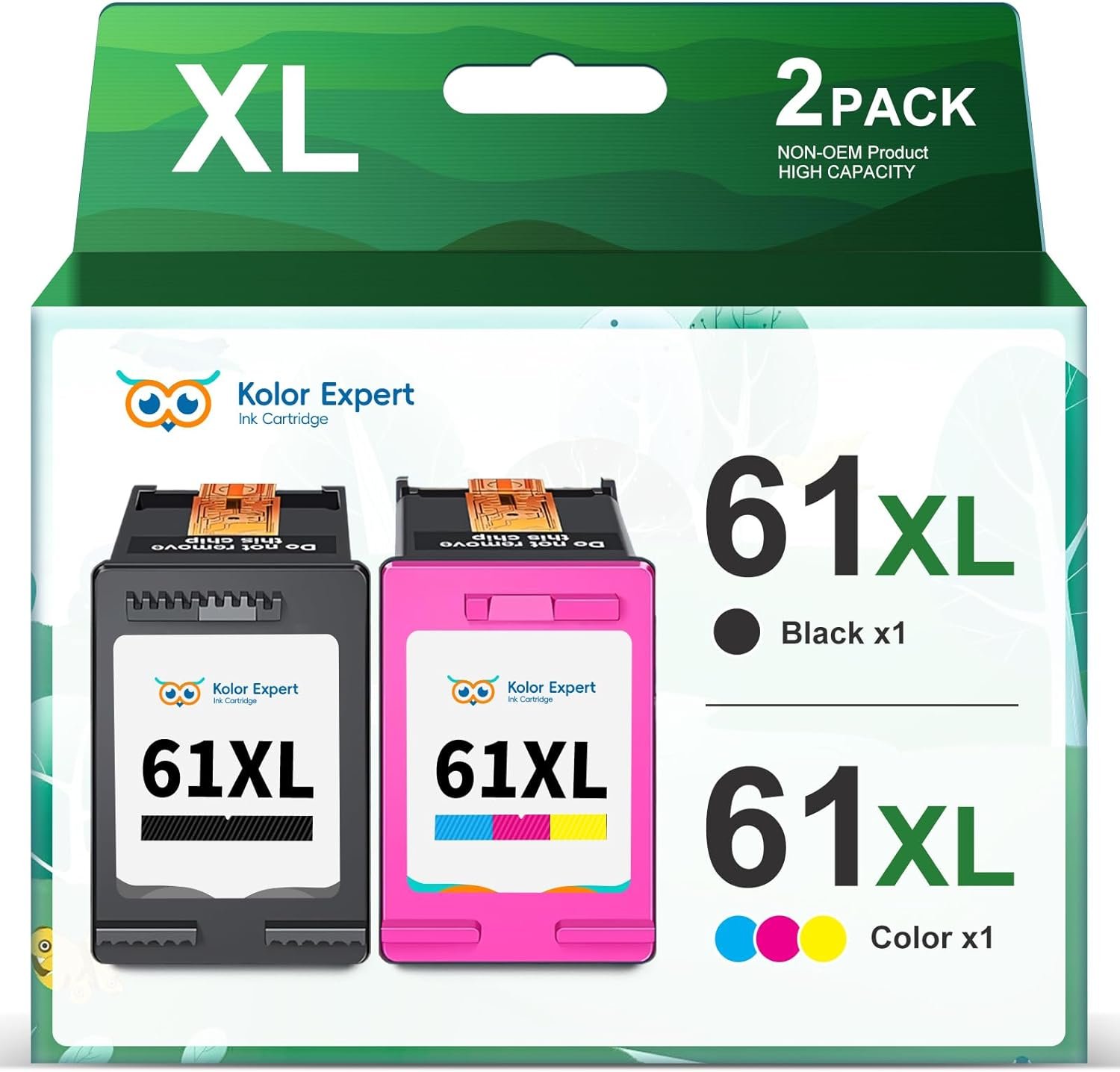 Remanufactured HP Ink 61 61XL Replacement for HP 61 Ink Cartridge Combo Pack for Envy 4500 5530 4502 4501 5535 OfficeJet 4630 4635 DeskJet 2540 1000 1010 1510 Printers (1 Black, 1 Color)