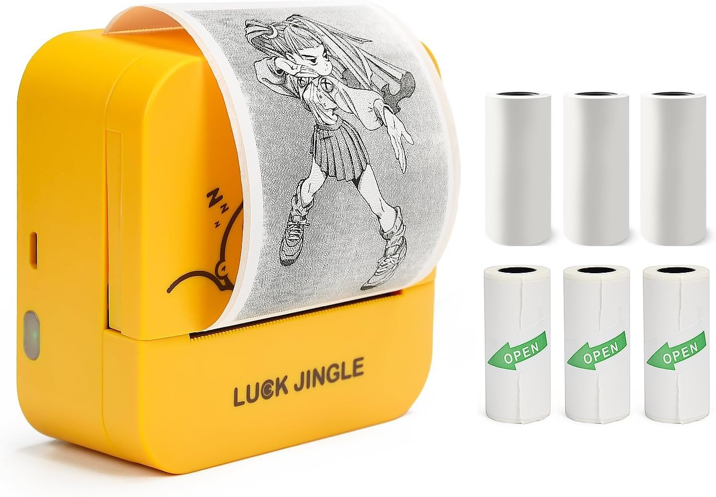 Mini Pocket Printer,Bluetooth Inkless Thermal Printer with 6 Rolls Thermal Paper and Sticker,Portable Wireless Smart Sticker Printer Compatible with iOS/Android for Photo,Pictures,Label,Memo,Yellow