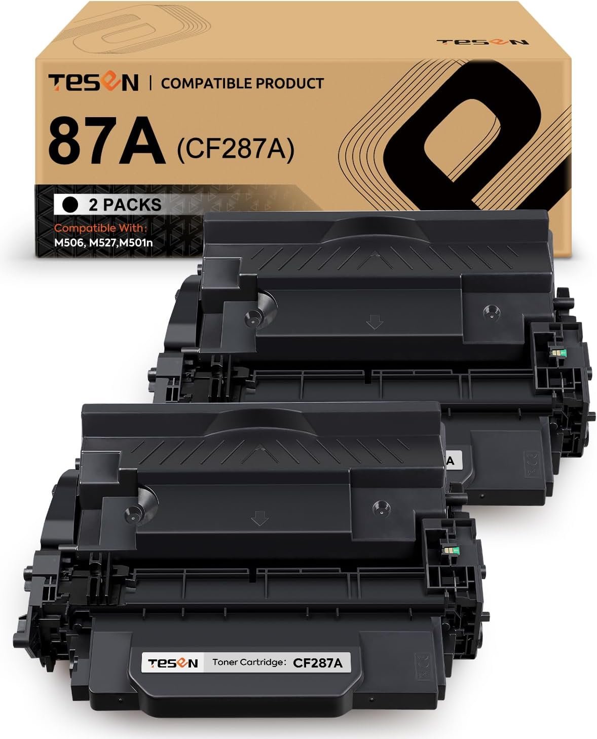 CF287A 87A Compatible Toner Cartridge Replacement for HP 87A CF287A 87X CF287X for HP Laser jet Enterprise M506 M506dn M506n M506x Pro M501n M501dn MFP M527f M527dn M527z Printer Black (2-Pack)