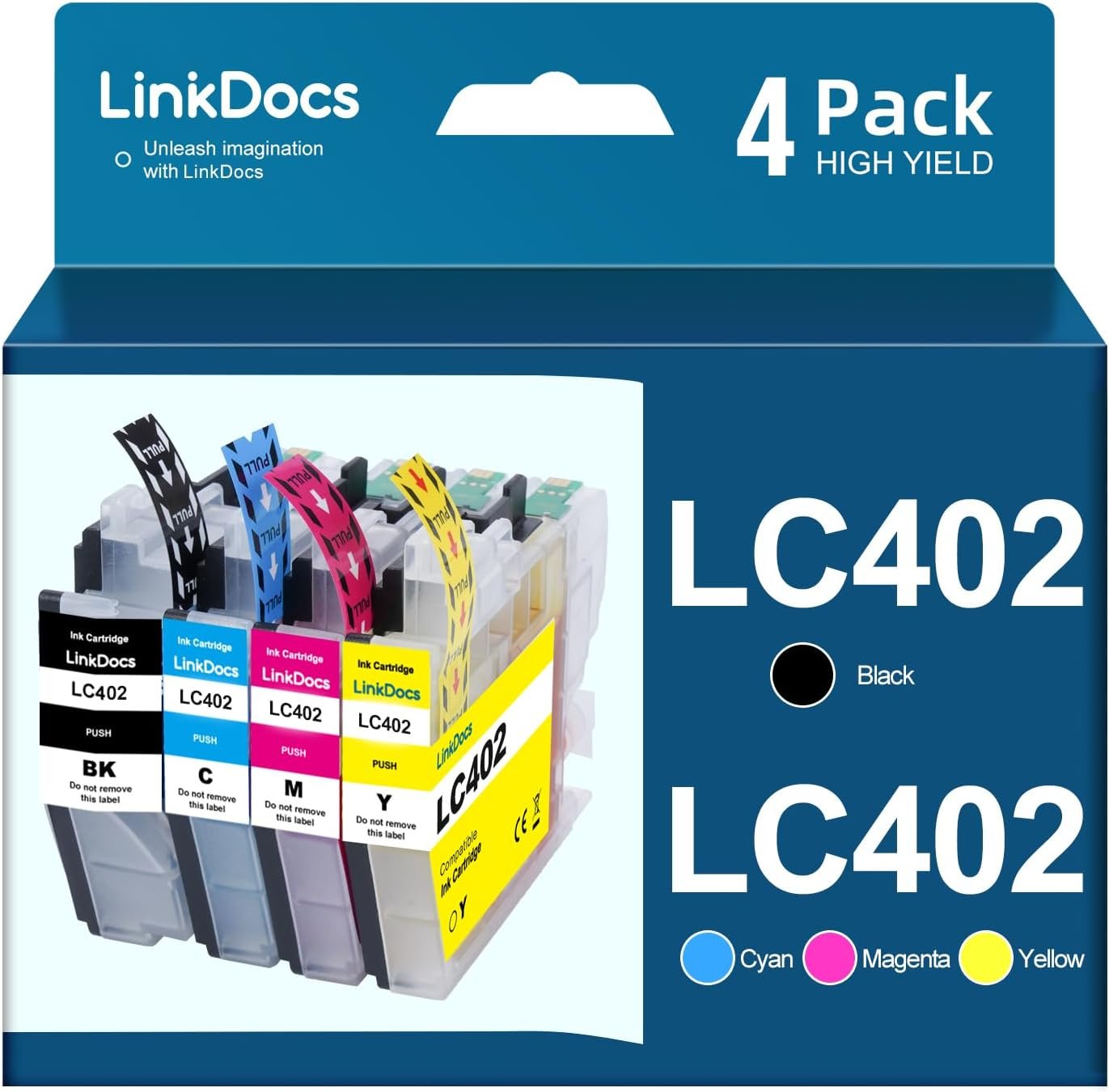 LC402 Compatible Ink Cartridges Replacement for Brother LC402 LC402XL Used with Brother MFC J5340DW MFC J6740DW MFC J6540DW MFC J6940DW Printers (Black Cyan Magenta Yellow 4 Pack)