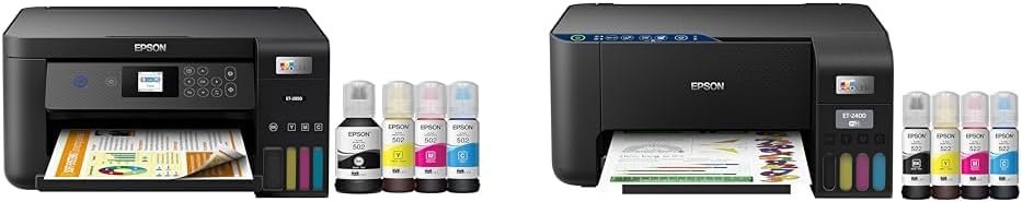 Epson EcoTank ET-2850 Wireless Color All-in-One Cartridge-Free Supertank Printer with Scan & EcoTank ET-2400 Wireless Color All-in-One Cartridge-Free Supertank Printer