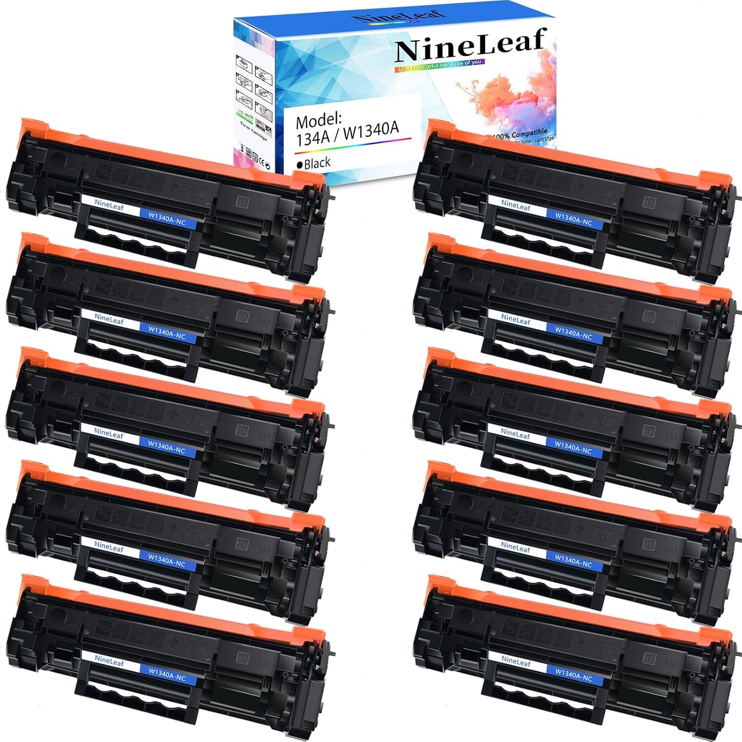 NineLeaf Compatible Toner Cartridge Replacement for HP 134A W1340A (No Chip) to use for HP Laser Jet M209dw MFP M234dw M234sdw M234sdn MFP Printer (10 Pack Black)