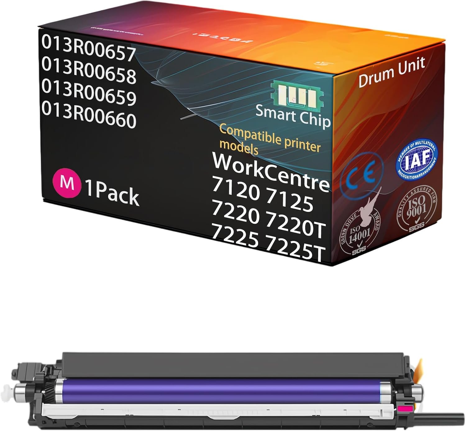 Compatible for Xerox WorkCentre 7120 7125 7220 7220T 7225 7225T Printer, WorkCentre 7120 Drum Unit High-Yield | Excellent Cost-Effectiveness | 013R00657 013R00658 013R00659 013R00660 (Magenta 1Pack)