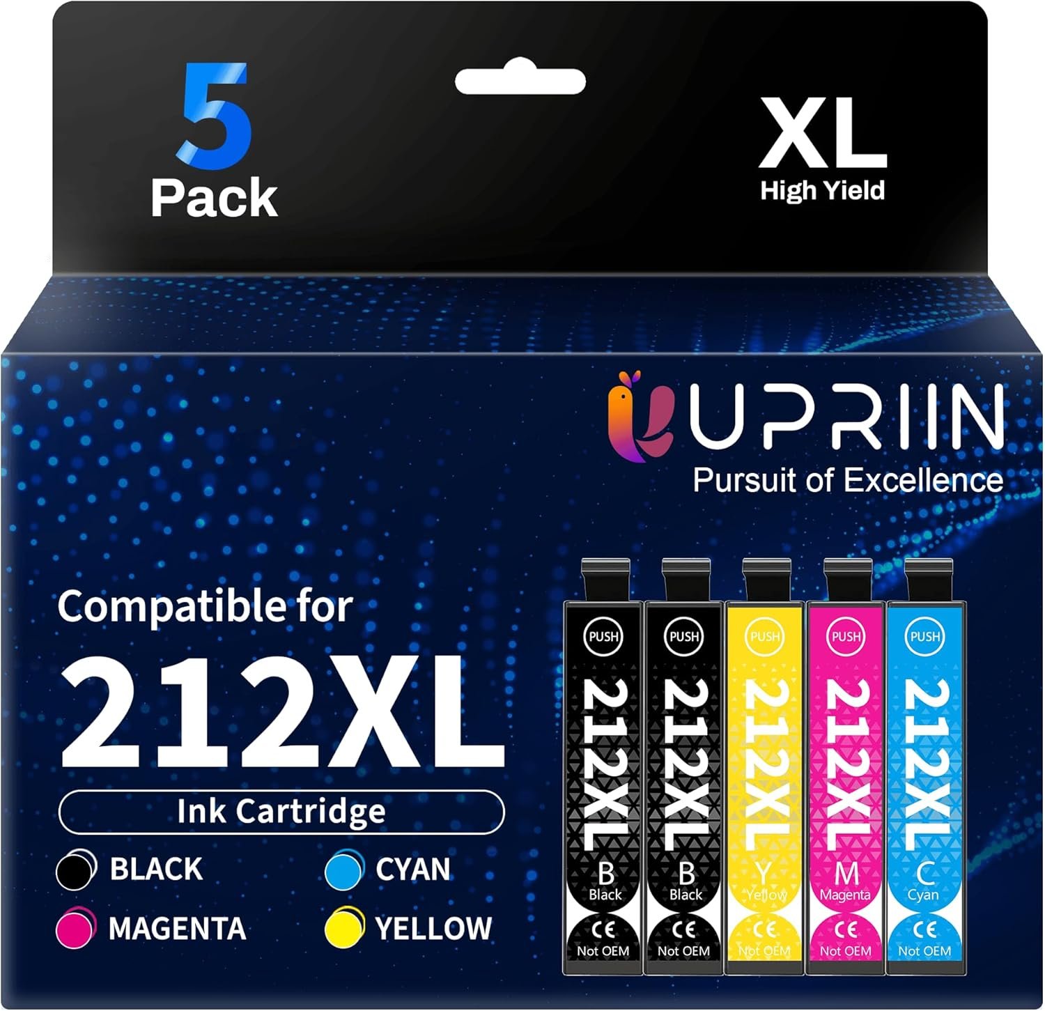 212XL Ink Cartridges Combo Pack with NEW Updated Chip Remanufactured Replacement for Epson 212 212XL Ink Cartridge Compatible for Epson WF-2850 WF-2830 Expression Home XP-4105 XP-4100 Printer