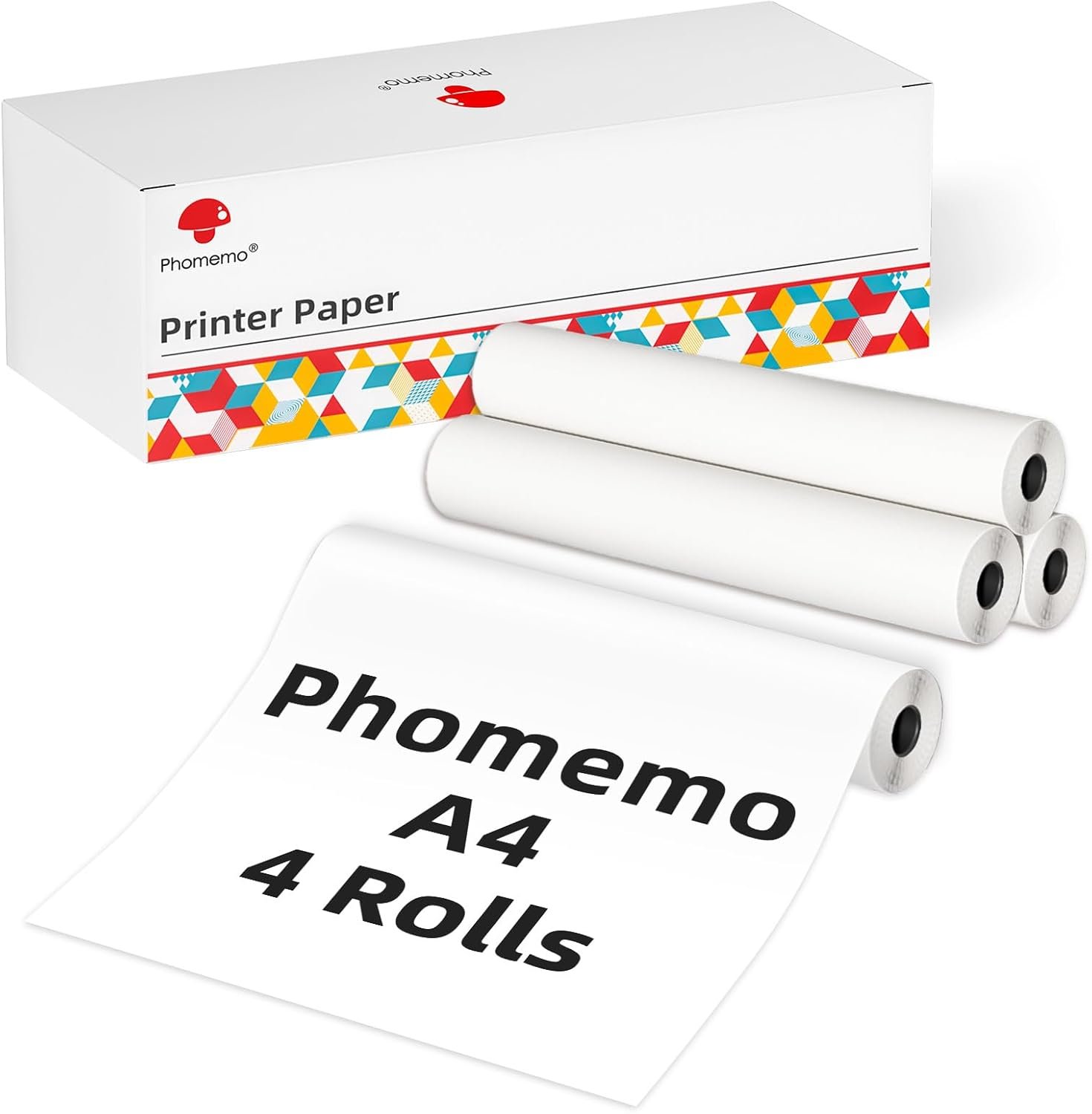 Phomemo M832 Thermal Printer Paper 4 Rolls, A4 Thermal Paper, Advance Thermal Printing, Quick-Dry Thermal Roll Paper Compatible with M832 M835 M834 Portable Printer