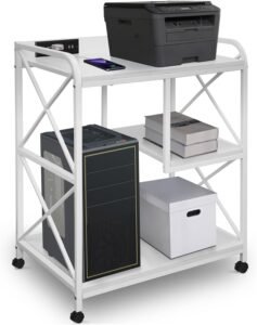 FLYZC White Printer Stand with Storage Shelf – Organize Your Space