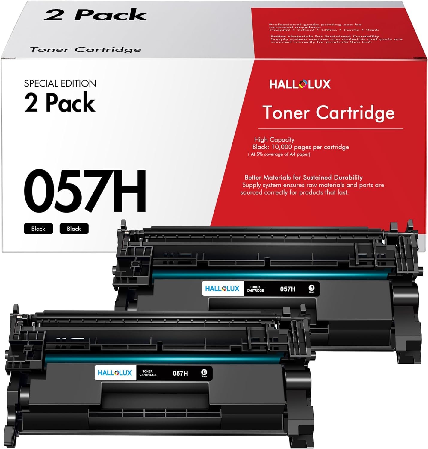 HALLOLUX 057H Toner Cartridge Replacement for Canon 057H 057 CRG-057H Toner Compatible with Imageclass MF445dw MF448dw LBP226dw LBP227dw MF449dw LBP228dw MF445 Laser Printer Ink (2 Black)