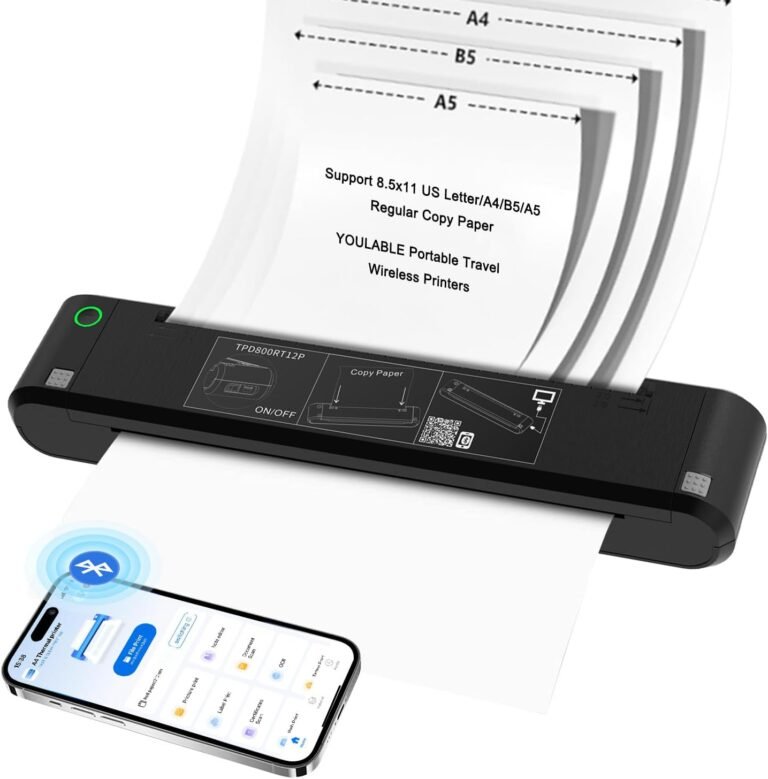 YOULABLE Portable A4 Thermal Printer Review: 300 DPI Bluetooth Printing for Home and Mobile Use