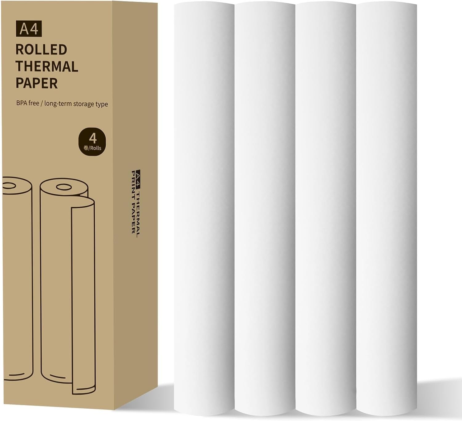 LINGLONG a4 thermal paper rolls, Quick-dry thicker brighter and the font is clearer to make the printing quality, Wide Compatible Portable a4 Thermal Printers ([A4] 4 Rolls, 8.27x1.18")