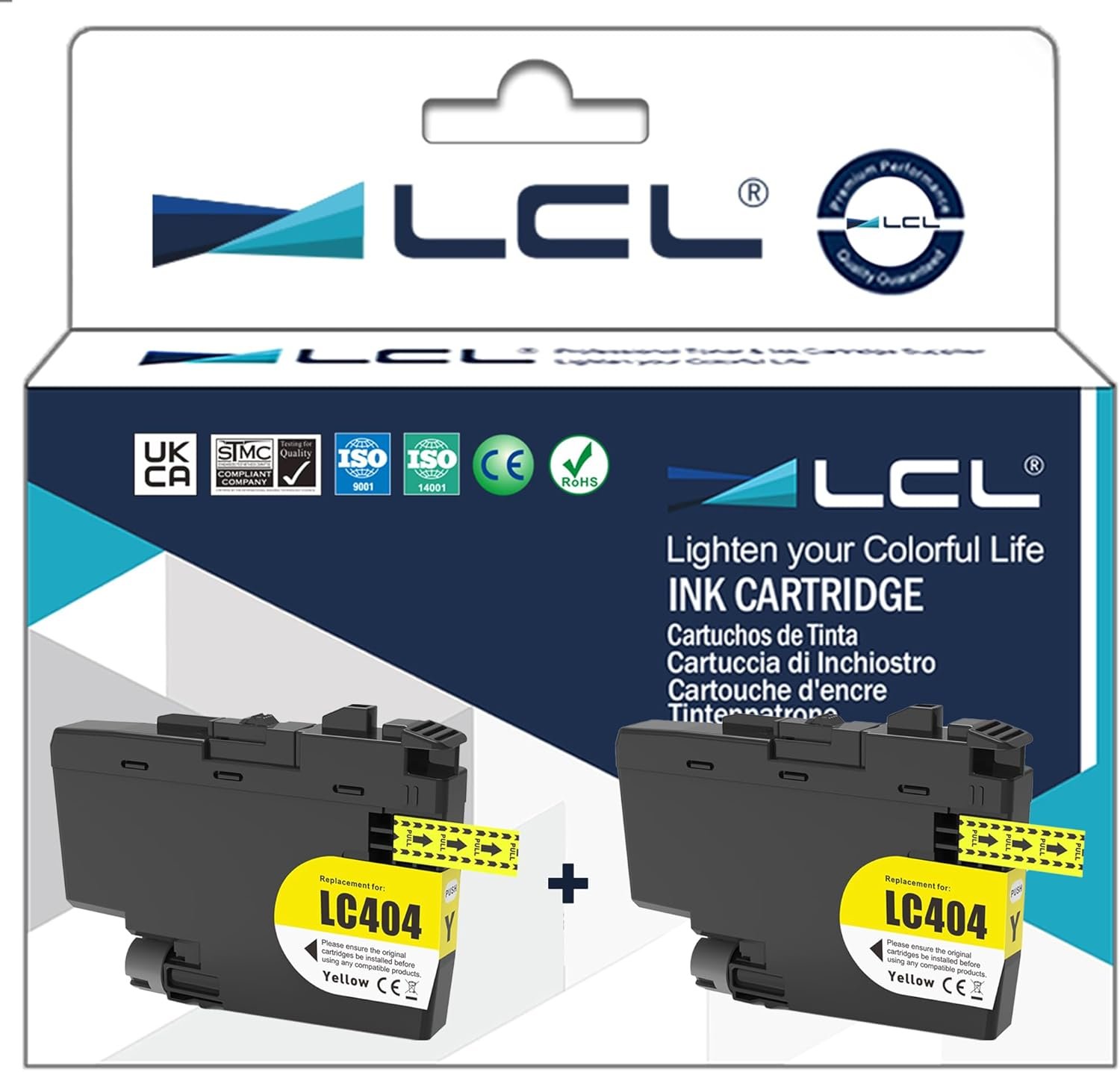 LCL Compatible Ink Cartridge Replacement for Brother LC-404 LC404 LC-404Y LC404Y MFC-J1205W MFC-J1205W XL MFC-J1215 MFC-J1215W printers (2-Pack Yellow)