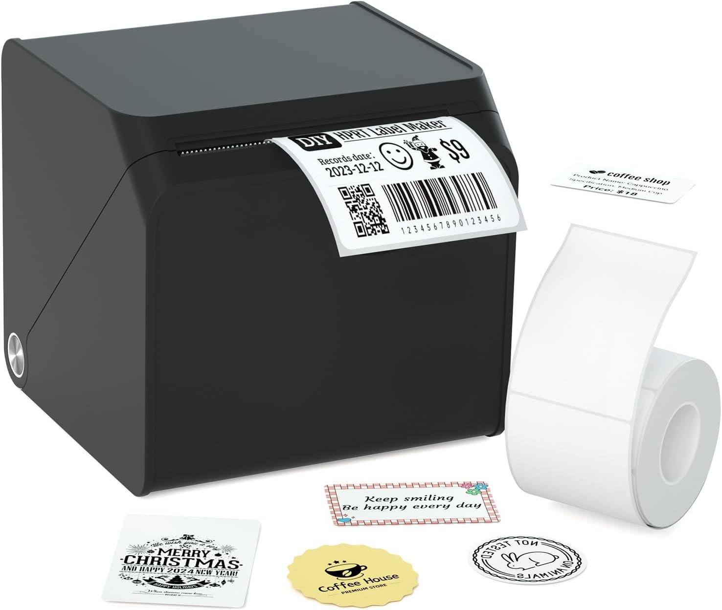 HPRT T260LR Label Maker: Portable Sticker Machine with Waterproof Tape, Bluetooth Thermal Label Printer for Small Business, Barcode, Name, Logo, Address, Mailing, Clothing, School, Home & Office