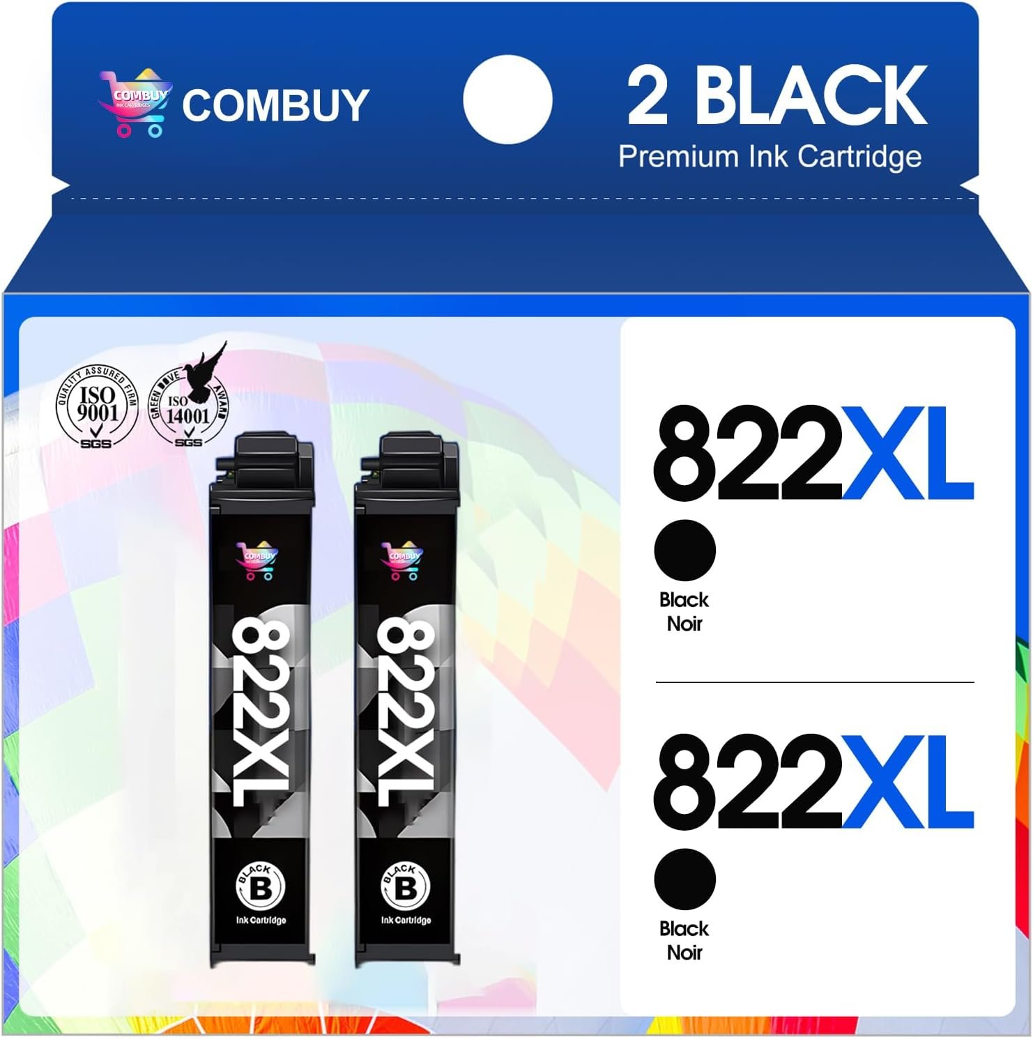 822XL Ink Cartridges Remanufactured Replacement for Epson 822 822XL Black Printer Ink Cartridges T822 for Epson Workforce Pro WF-3820 WF-3823 WF-4820 WF-4830 WF-4833 WF-4834 Printer（2 Black）