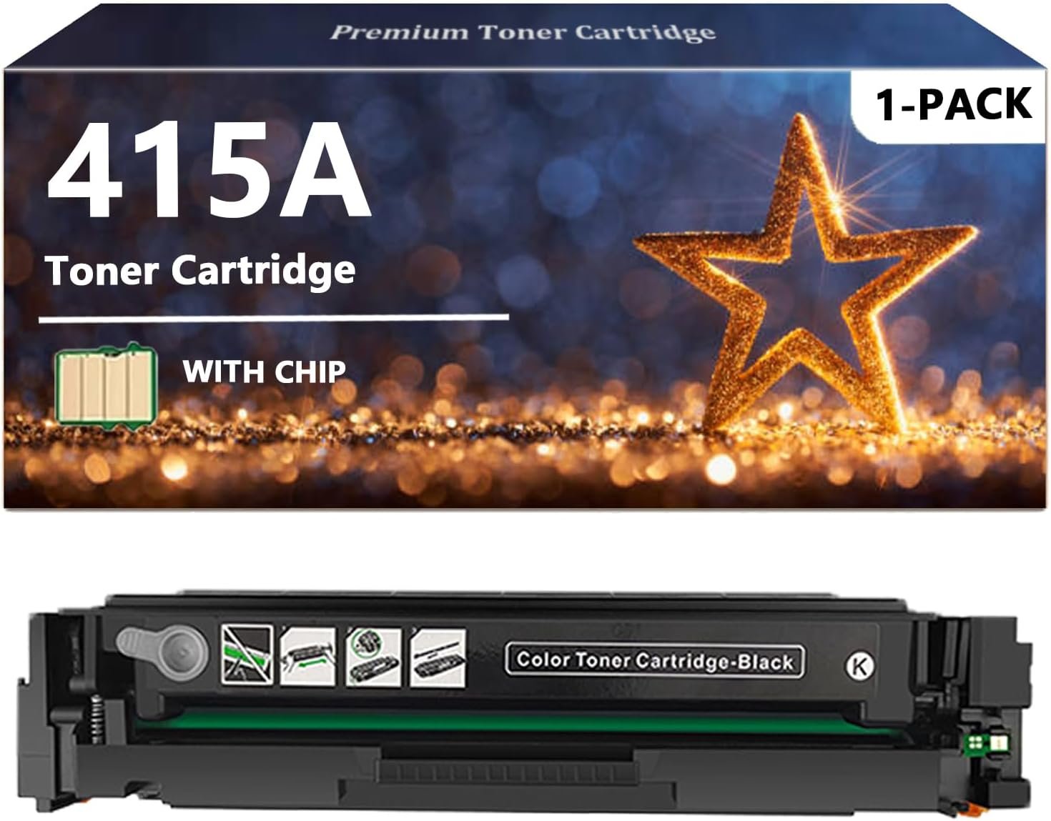 415A Black Toner Cartridges Compatible for HP 415A W2030A Toner Cartridge, Quality Toner for HP Color Pro M454 M479 Series, 1 Pack Black, 13.7-inch,6.3-inch,10.2-inch