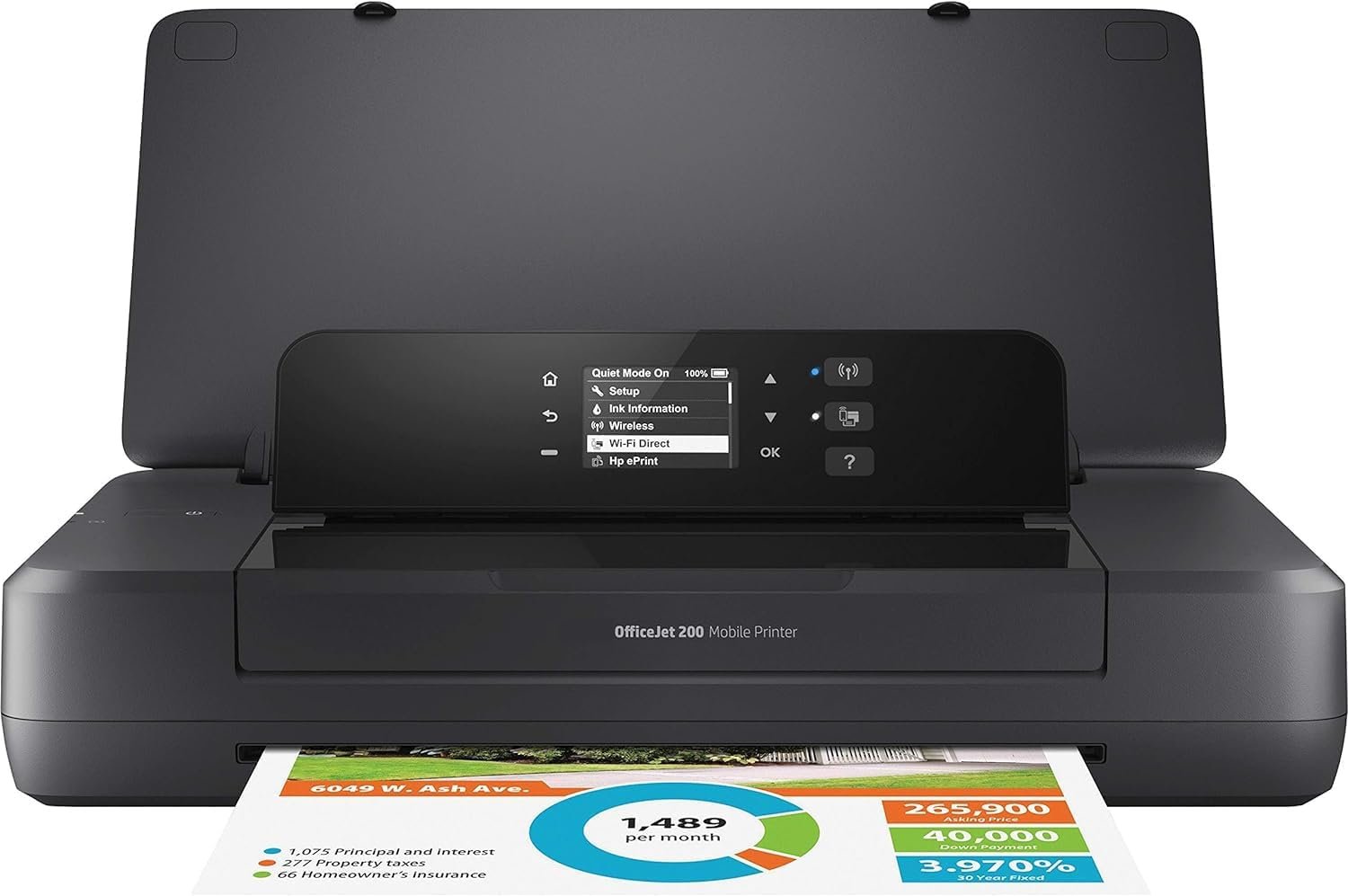 New OfficeJet 200 Portable Wireless Mobile Printer with Built in Battery (CZ993A) Black