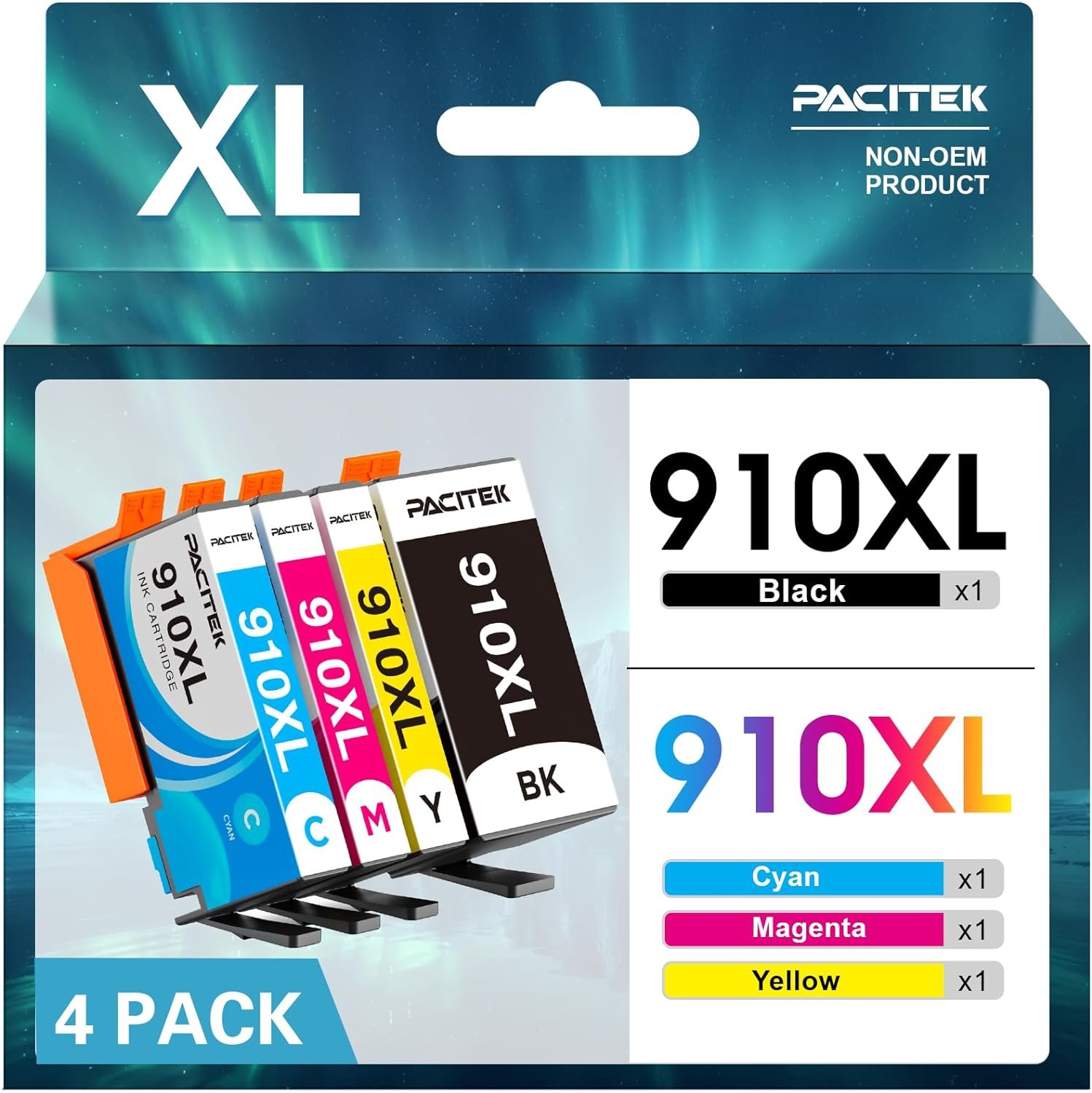 910xl Ink Cartridges Replacement for Hp 910xl Ink Cartridges Combo Pack for Hp Officejet Pro 8020 Ink Cartridges Used with HP OfficeJet Pro 8025 8035 8028 8022 8015 Printers, 4 Pack