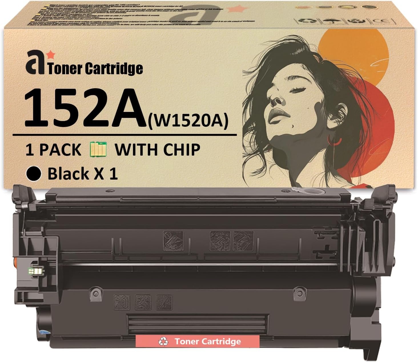 152A Toner Cartridge Compatible for HP 152A W1520A Toner Cartridges Work for HP Laserjet Pro 4004dw 4004d 4004dn MFP 4104fdn 4014fdw Printers 1 Black