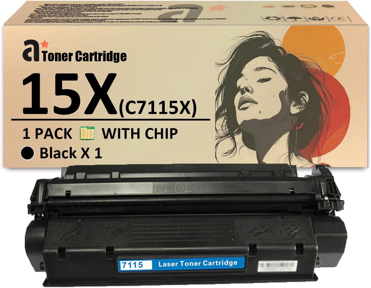 15X Toner Cartridge Replacement for HP 15X C7115X Toner Cartridges Compatible for HP Laserjet 1000 1005 1200 1220 3300 3320 3330 3380 Printers 1 Black