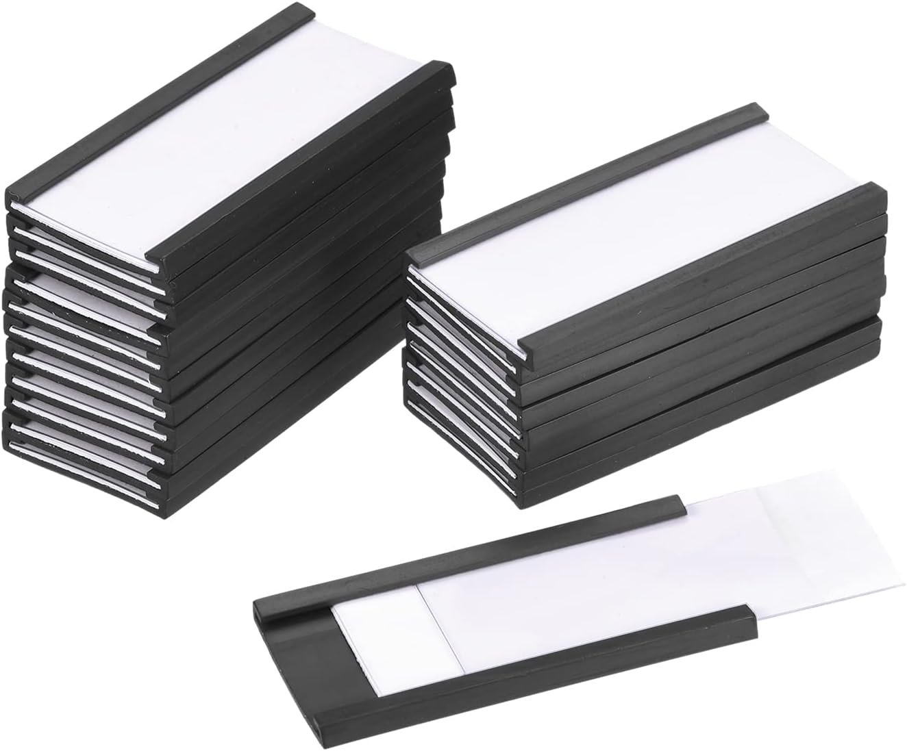 MECCANIXITY Label Holders 2" x 1" C Channel Rubber Magnetic for Metal Shelves Organize, Office File Cabinets Pack of 30