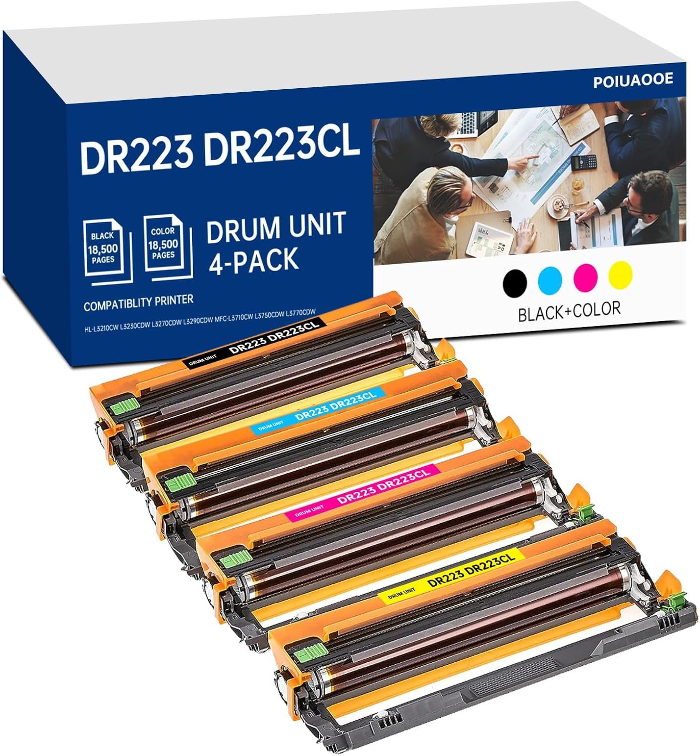 DR223 DR223CL Drum Unit Compatible with Brother HL-L3210CW L3230CDW L3270CDW L3290CDW MFC-L3710CW L3750CDW L3770CDW Printer, (Black Cyan Magenta Yellow)