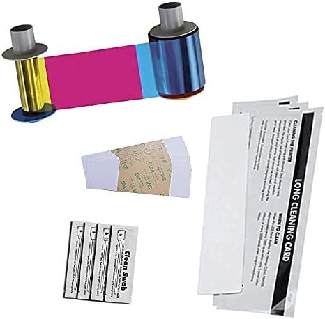 Fargo 45200 YMCKO Ribbon and DuraClean DC 86177 Cleaning Kit for Fargo DTC4500 and DTC4500e Printers